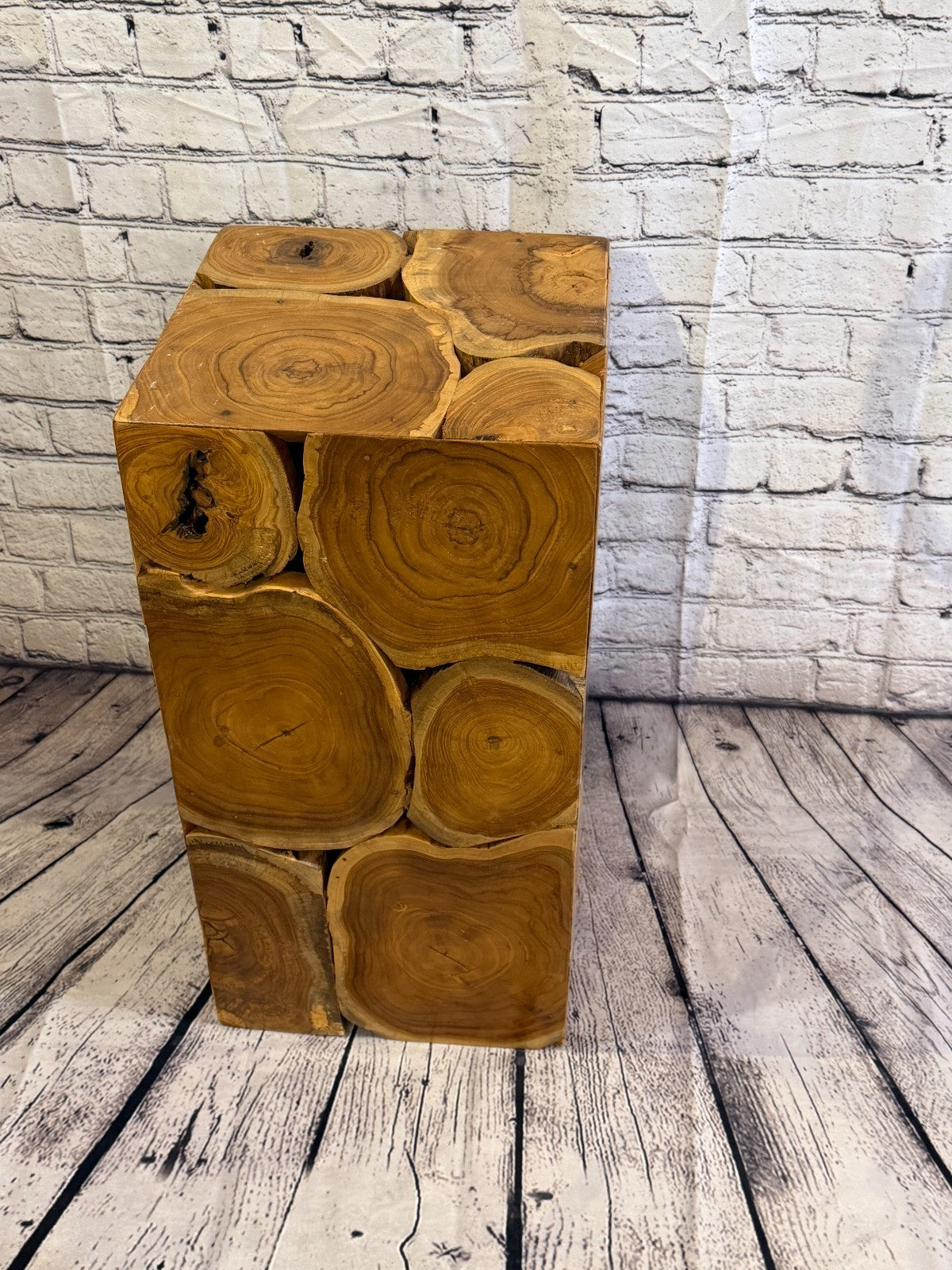 60cm x 30cm x 30cm Wooden Teak Wood Slice Cube Table Sculpture Root Ornament1