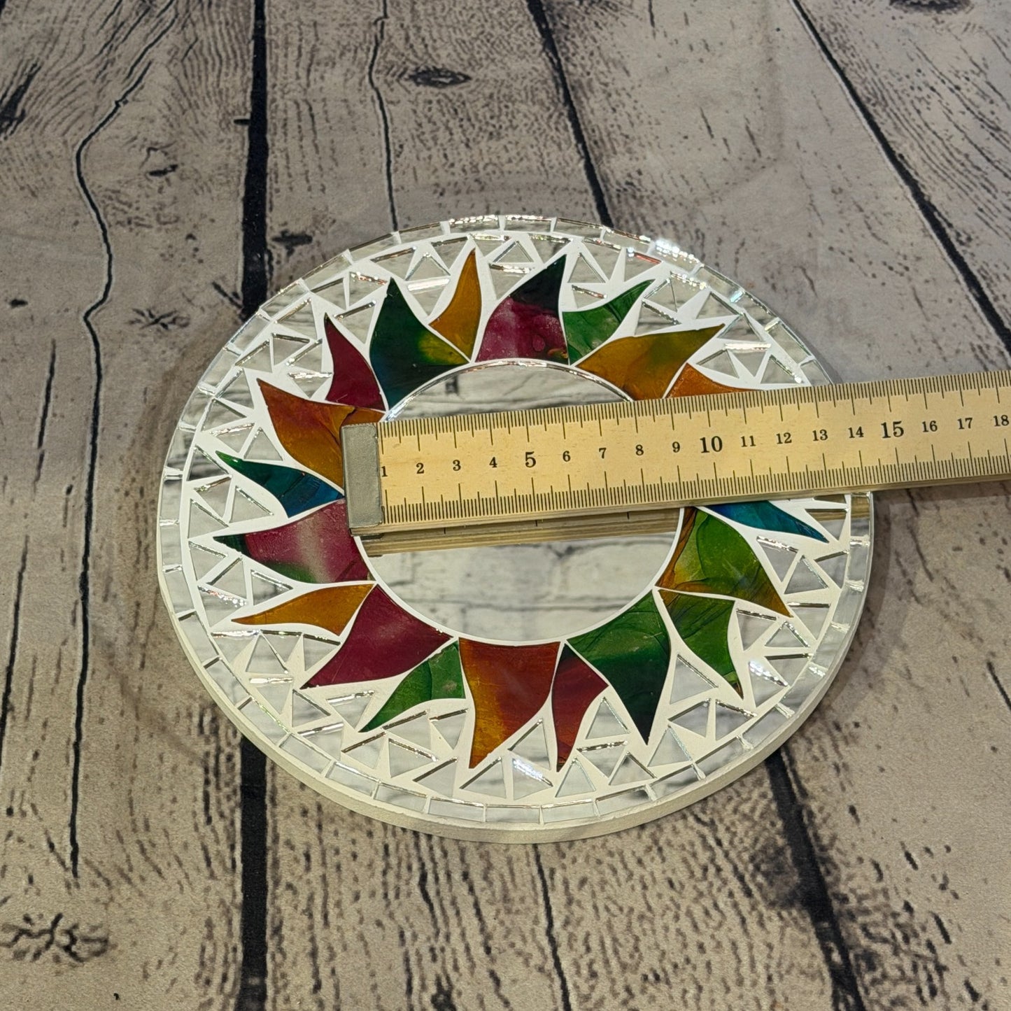 Rainbow White Sun Flame Mosaic Tile Wall Mirror 20cm x 20cm 8 Inches Handmade5