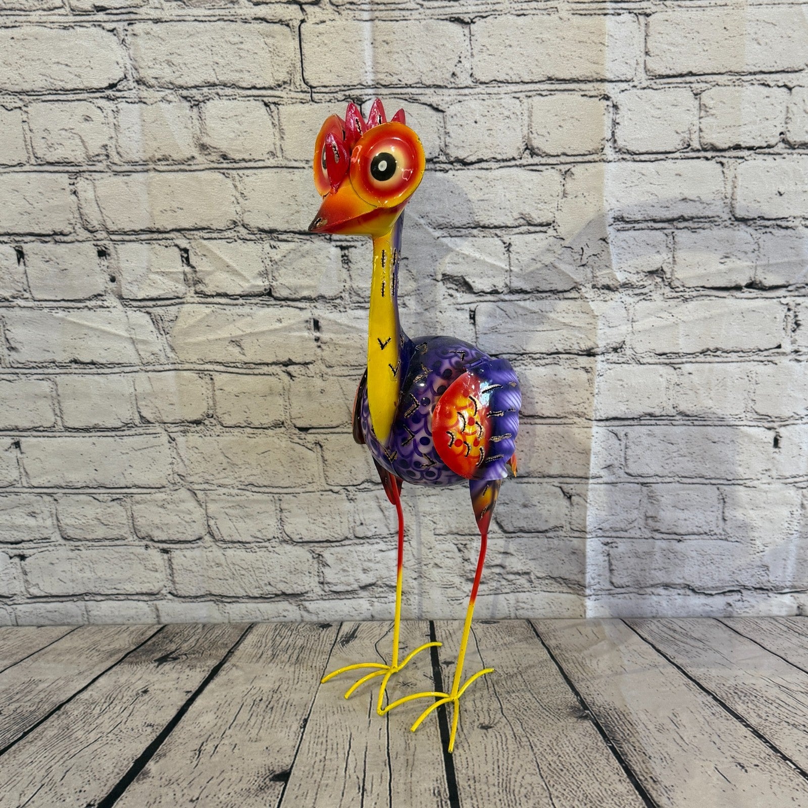 50cm x 35cm Emu Ostrich Bird Purple Metal Tin Standing Ornament Statue0