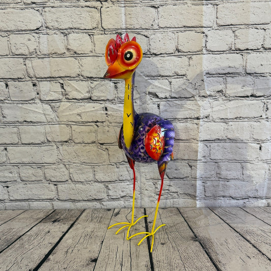 50cm x 35cm Emu Ostrich Bird Purple Metal Tin Standing Ornament Statue0