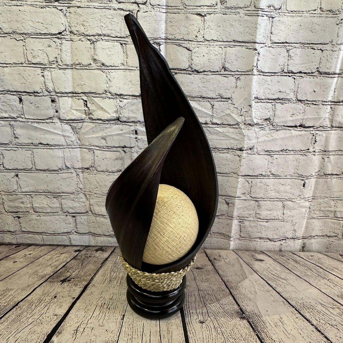 White Dark Brown Natural 55cm Tall Leaf Lamp Twist LED UK Mains Plug Design 20