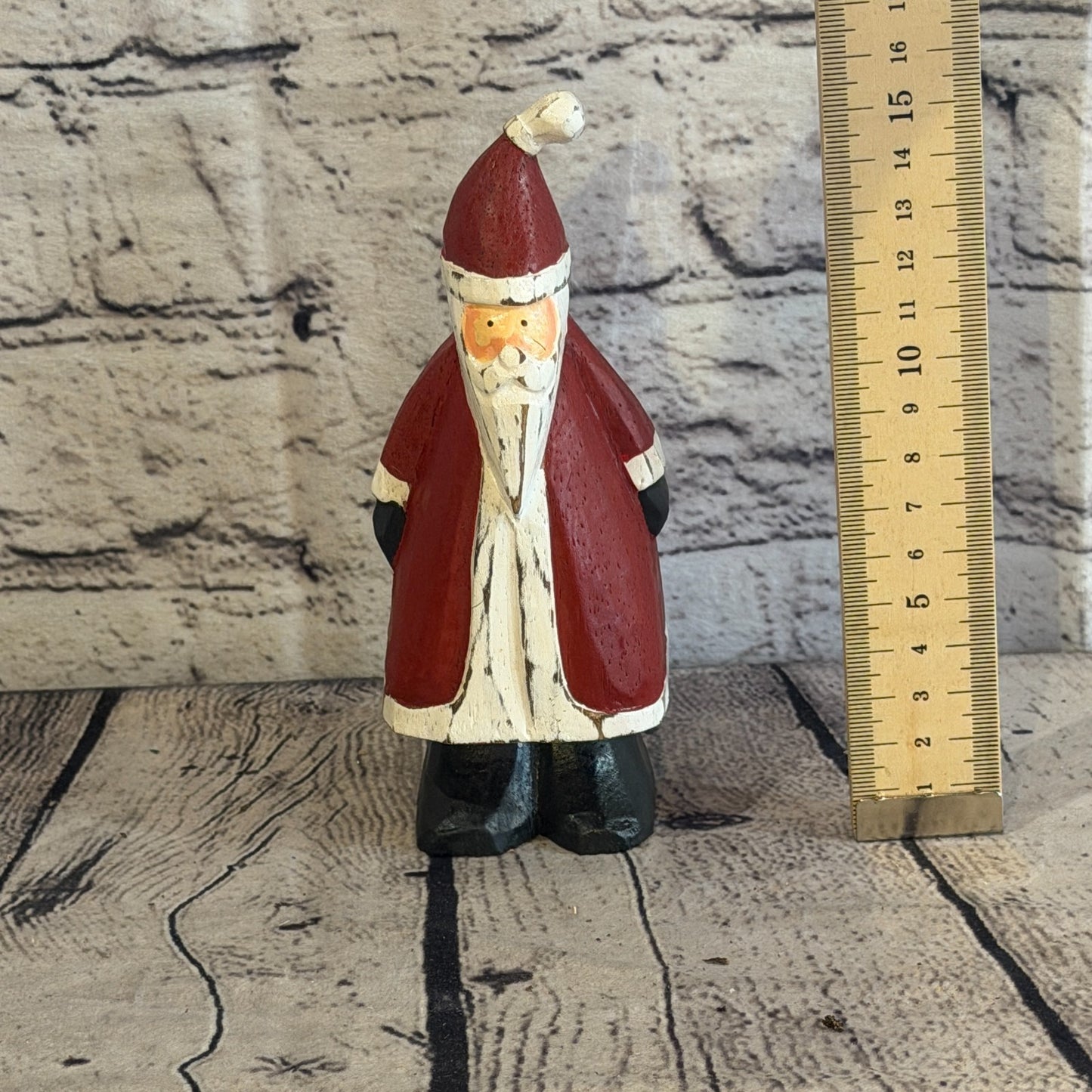 15cm x 7cm Santa Claus Father Christmas Handcrafted Wood Xmas Christmas Ornament5