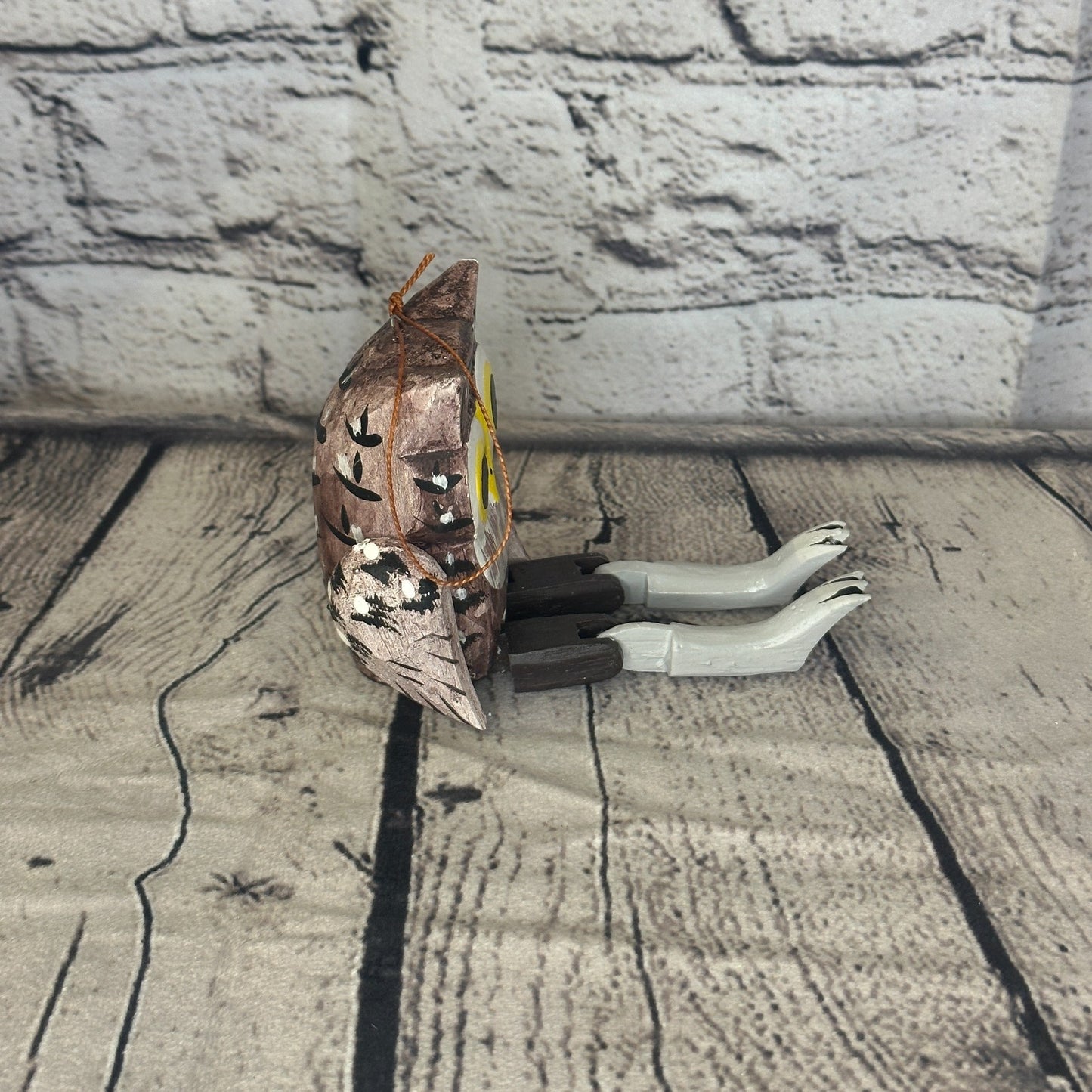 10cm Bright Owl Sitting Animal, Wooden Shelf Ornament Handmade and Fairtrade3