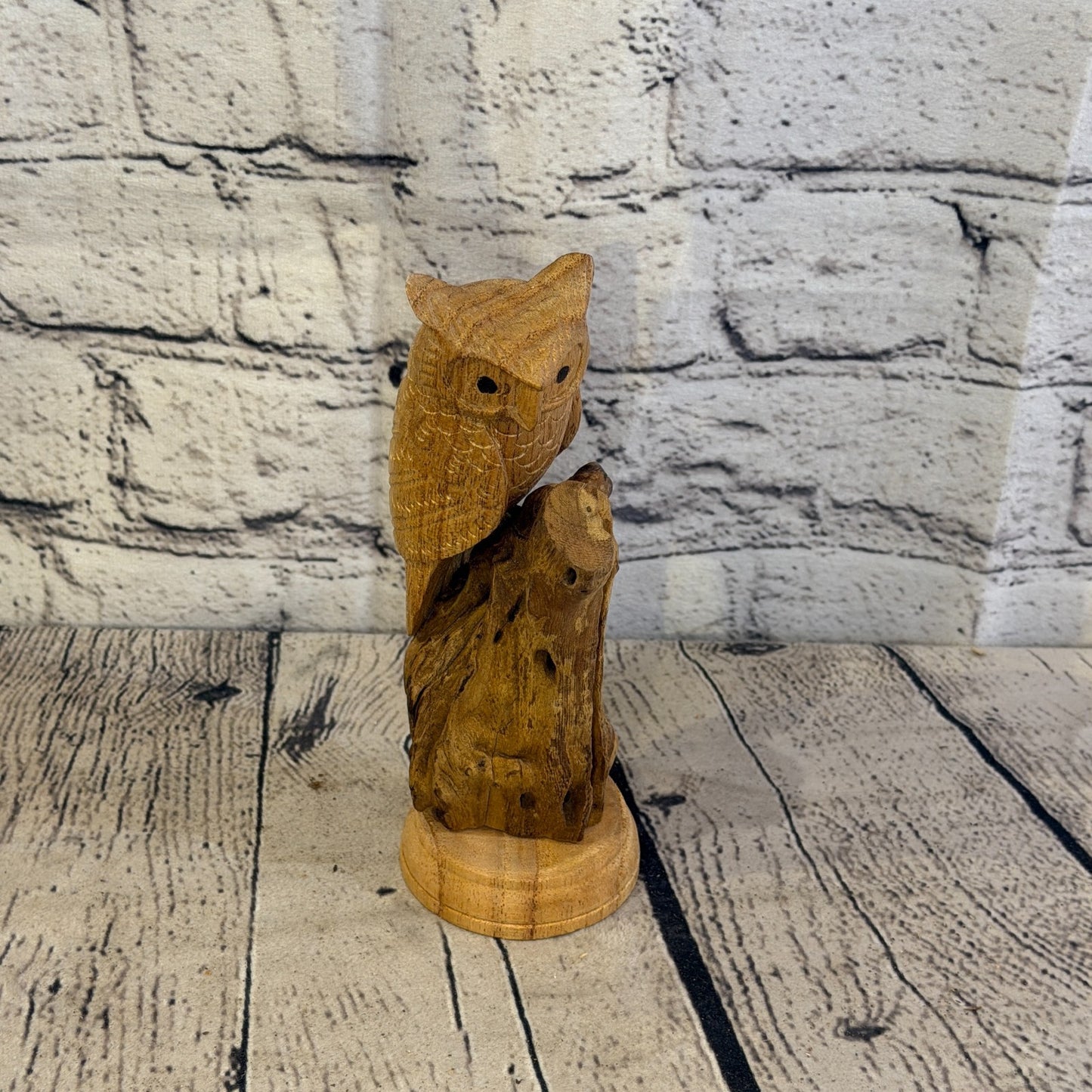 15cm Single Owl Mushroom Parasite Ornament Natural Carving Fair trade Wooden0