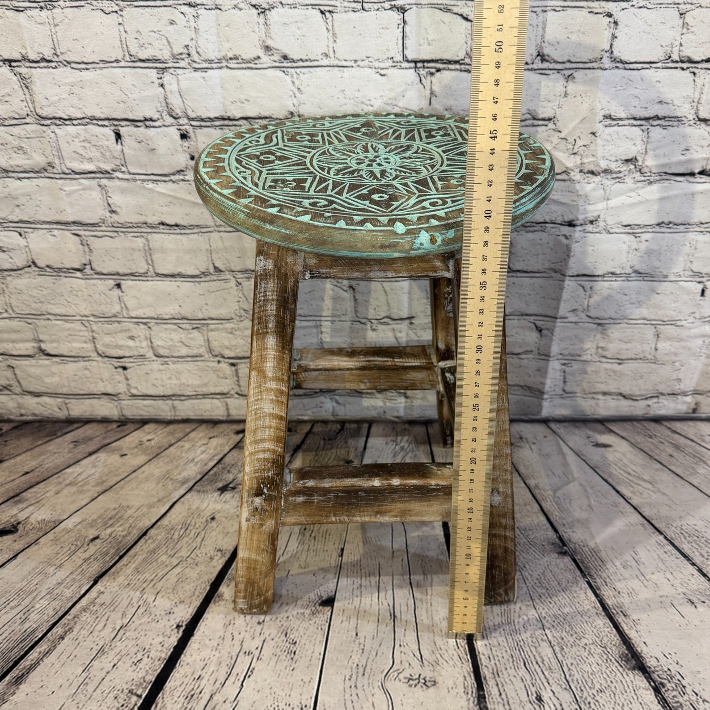 40cm x 30cm Green Stool Table Wooden Side Cabinet Living Hallway Furniture3