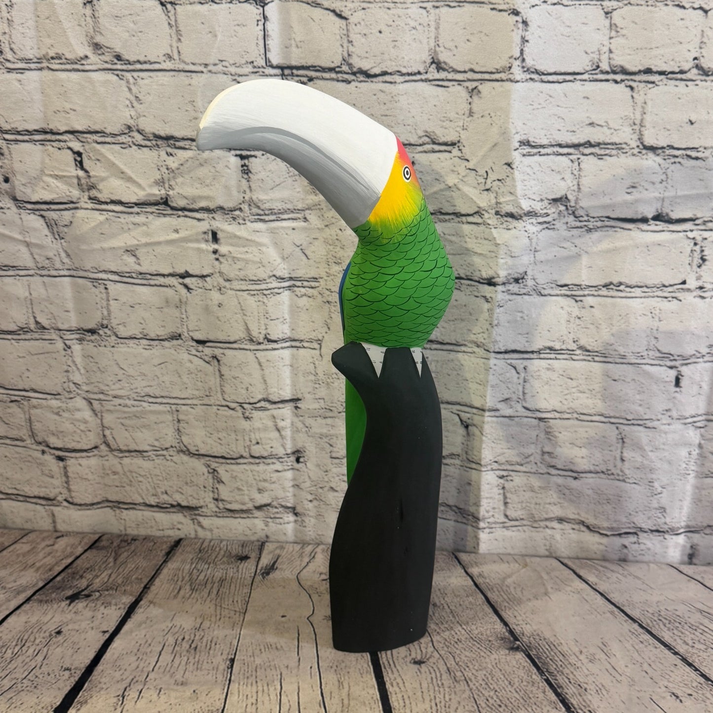 40cm Bright Green Toucan Bird Ornament Statue Fair Trade Hand Made Carved Wood2