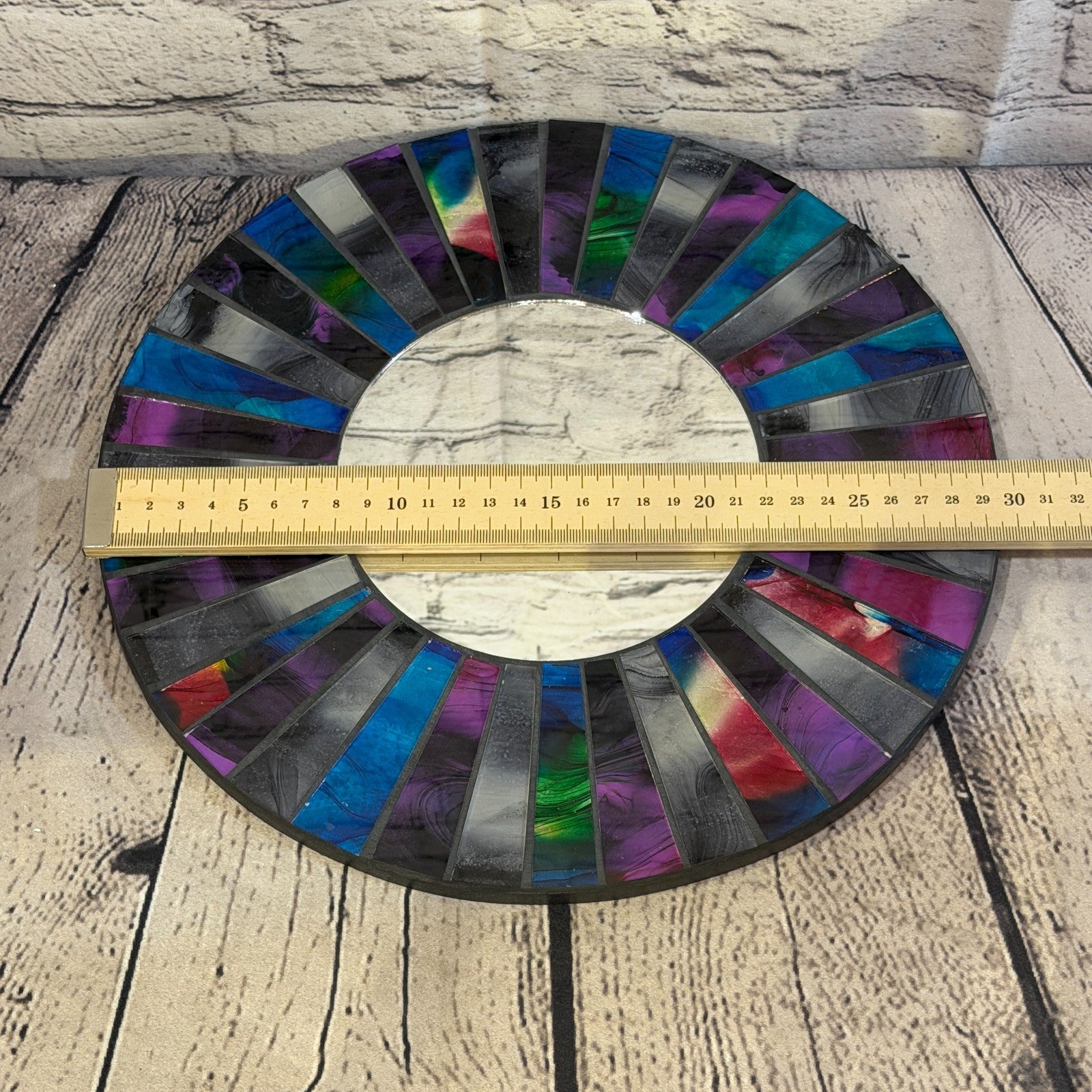 Blue Purple Line Black Mosaic Tile Wall Mirror 30cm x 30cm 12 Inches Handmade3
