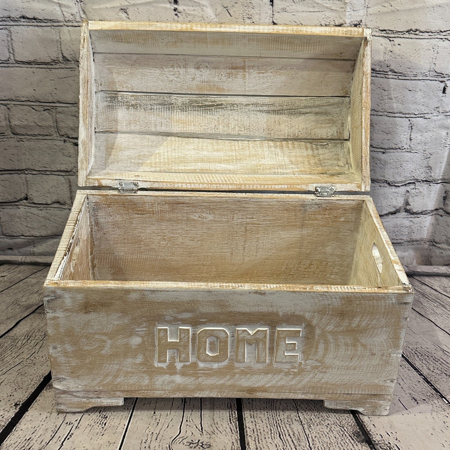 40cm x 28cm x 22cm White Home Wood Box Wooden Chest Storage Craft Handles Lid6
