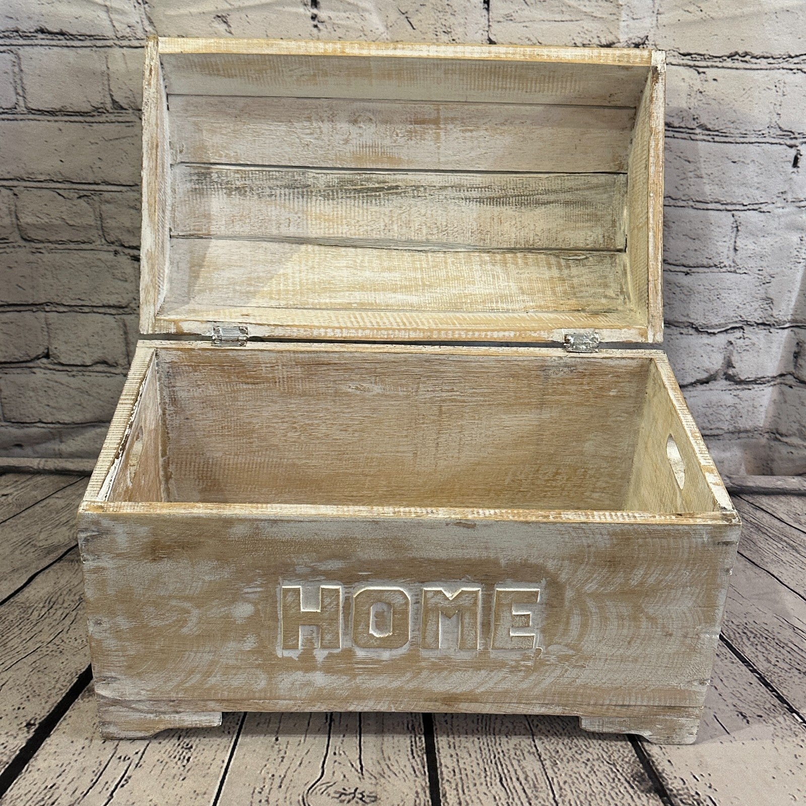 40cm x 28cm x 22cm White Home Wood Box Wooden Chest Storage Craft Handles Lid6
