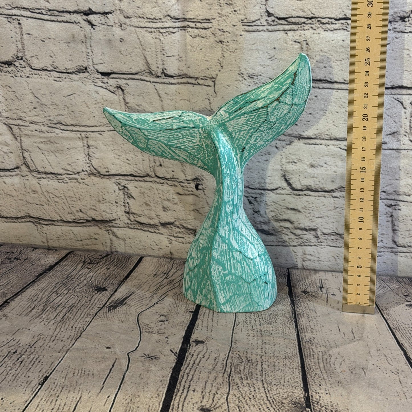 25cm x 25cm Whale Tail Green Fish Wood Coastal Ocean Bathroom Decoration5