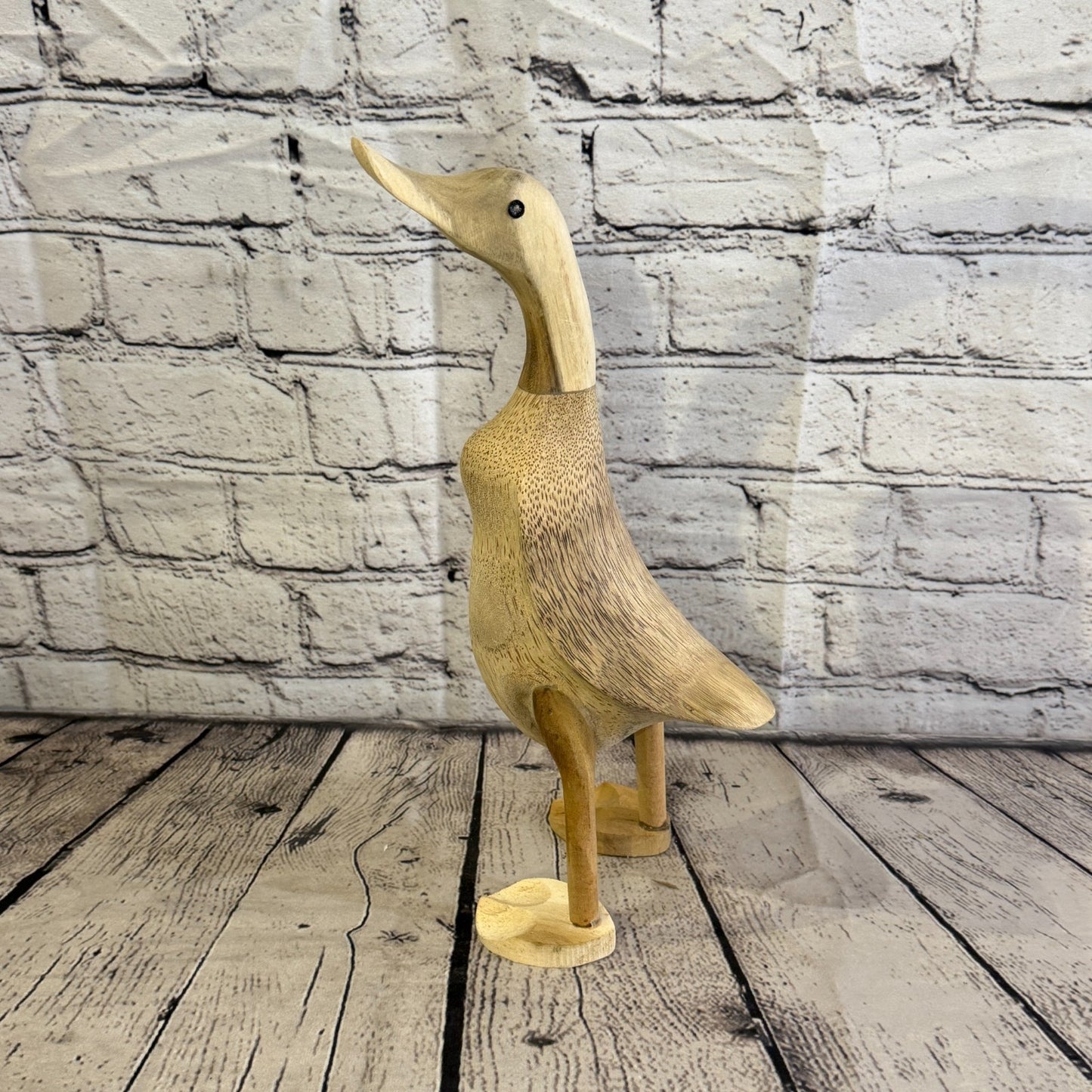 Looking Left 30cm Tall Wooden Smooth Duckling Baby Duck Bamboo Root Fairtrade3