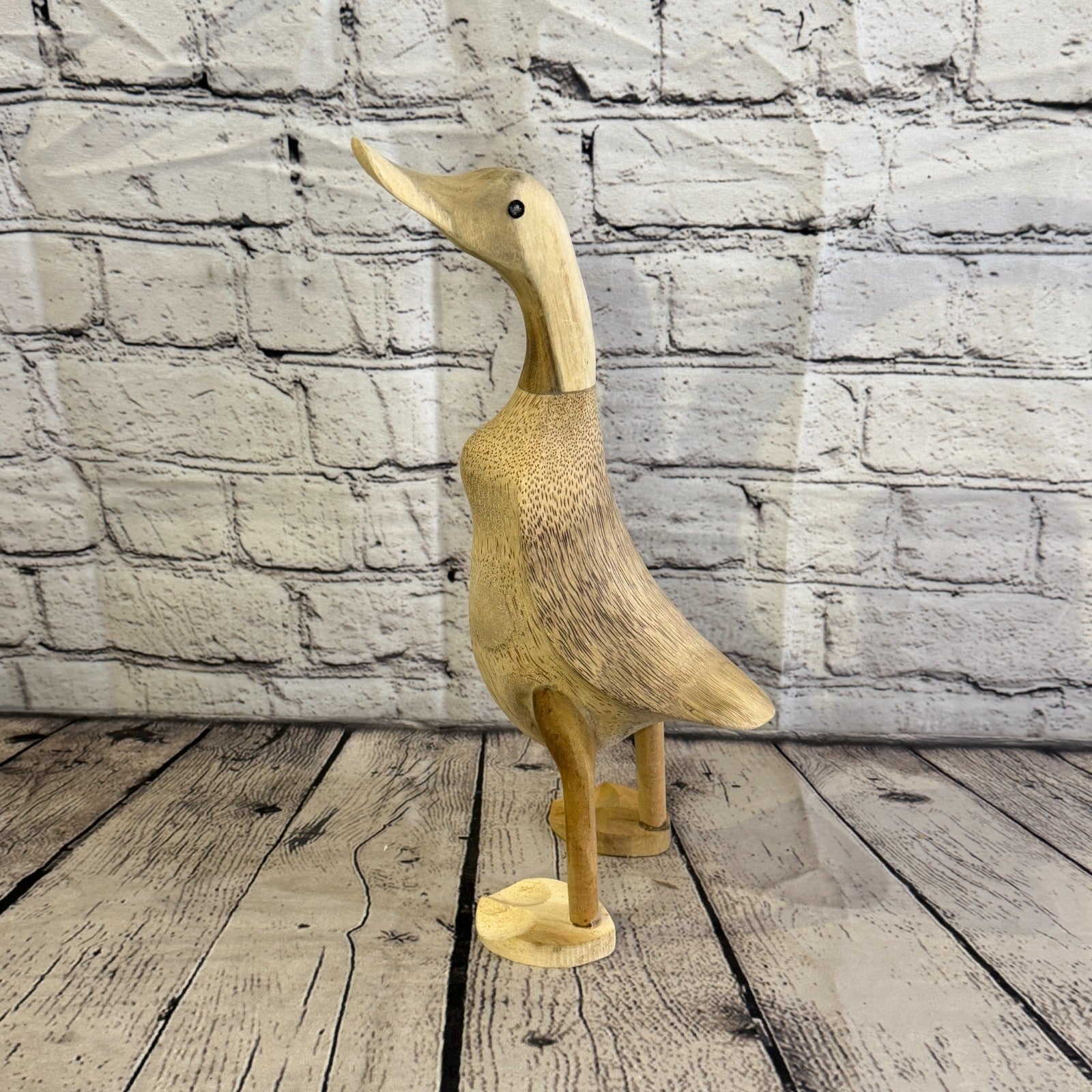 Looking Left 30cm Tall Wooden Smooth Duckling Baby Duck Bamboo Root Fairtrade3