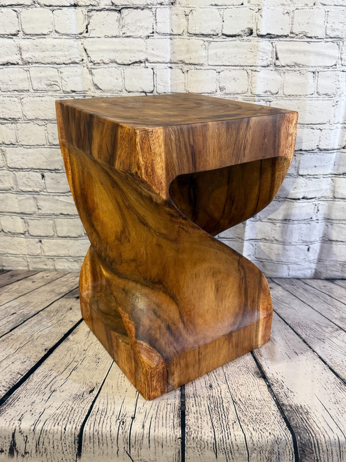 45cm x 30cm x 30cm Wooden Teak Wood Twist Cube Table Sculpture Root Ornament2