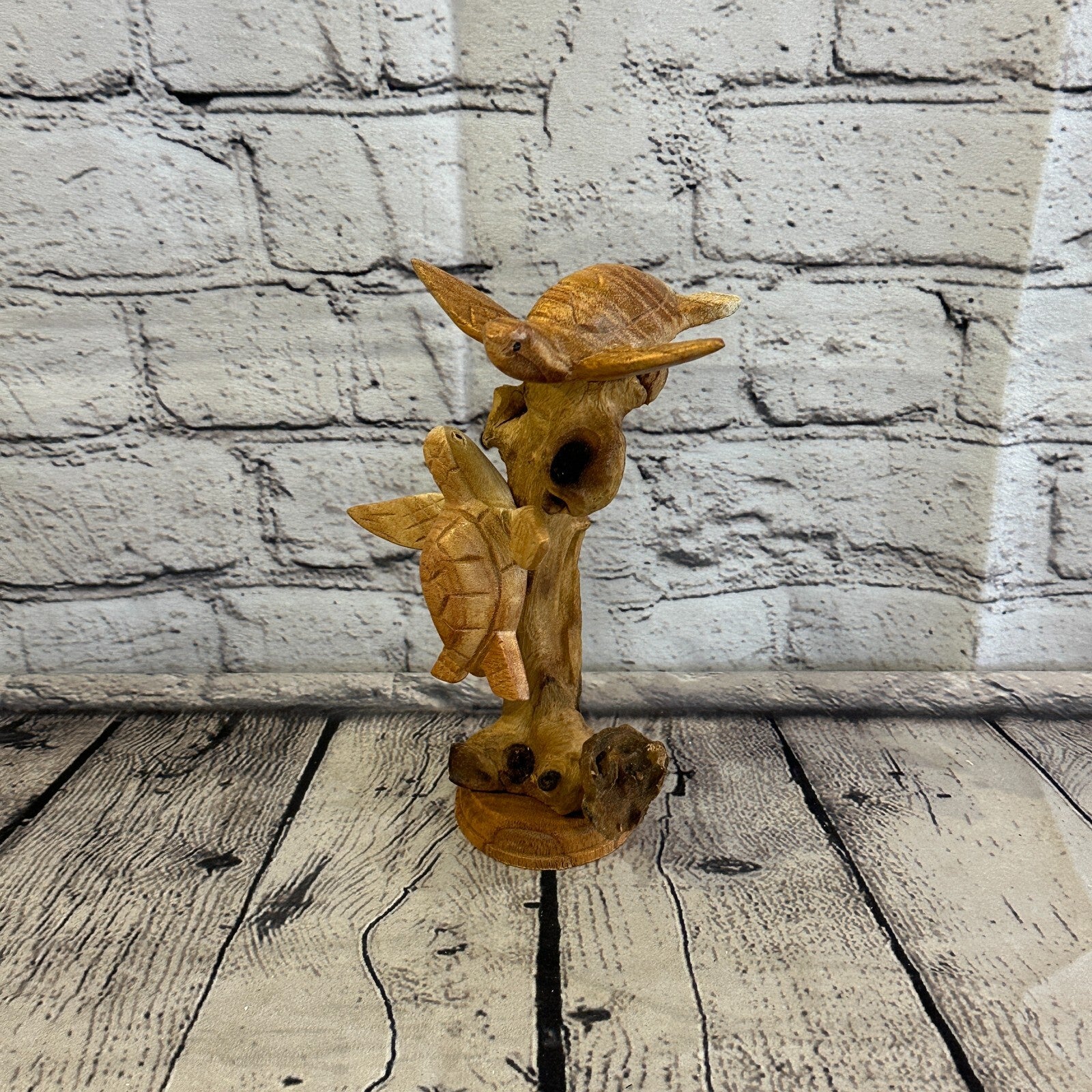 20cm Double Turtle Mushroom Parasite Ornament Natural Carving Fairtrade Wooden1