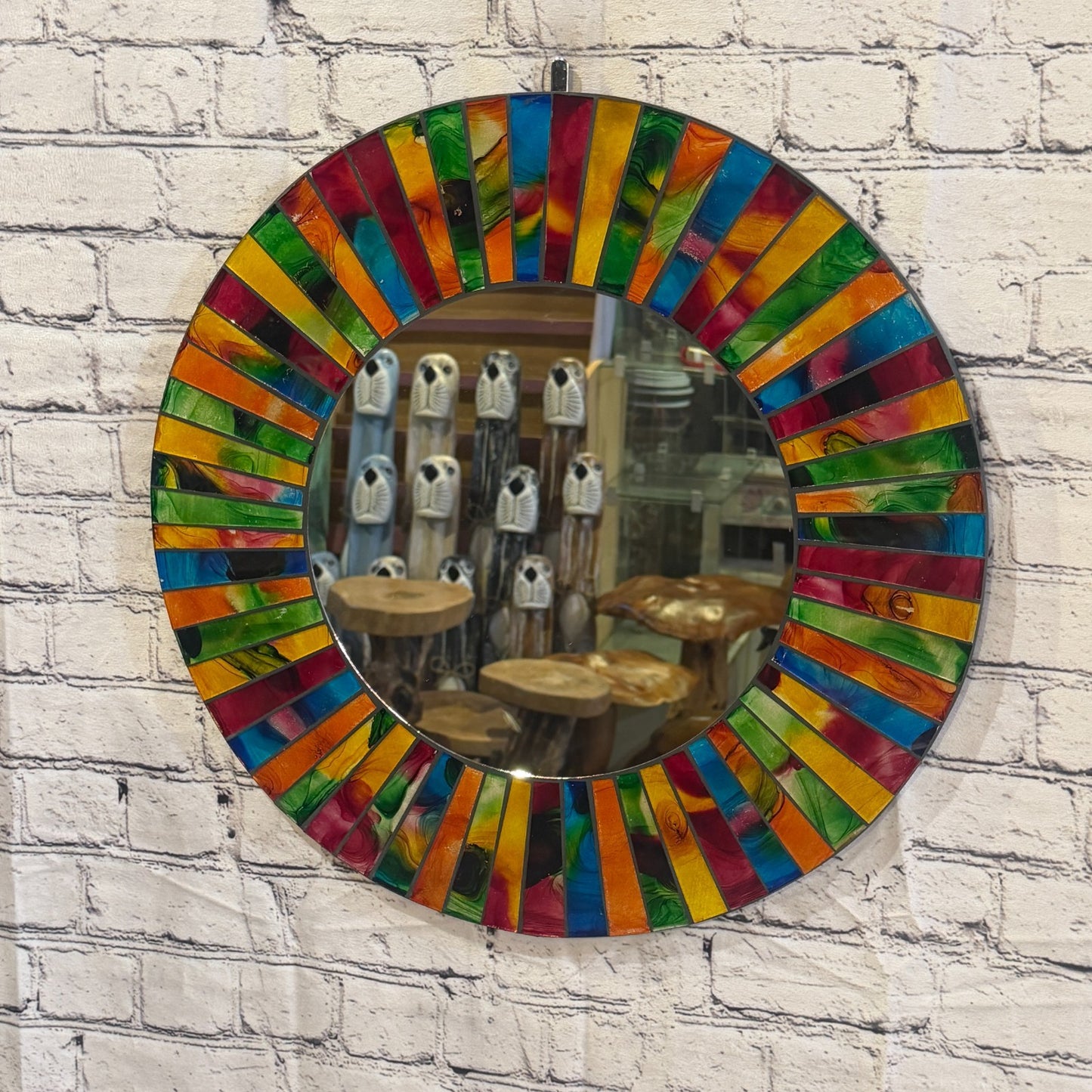 Rainbow Line Black Mosaic Tile Wall Mirror 50cm x 50cm 20 Inches Handmade2