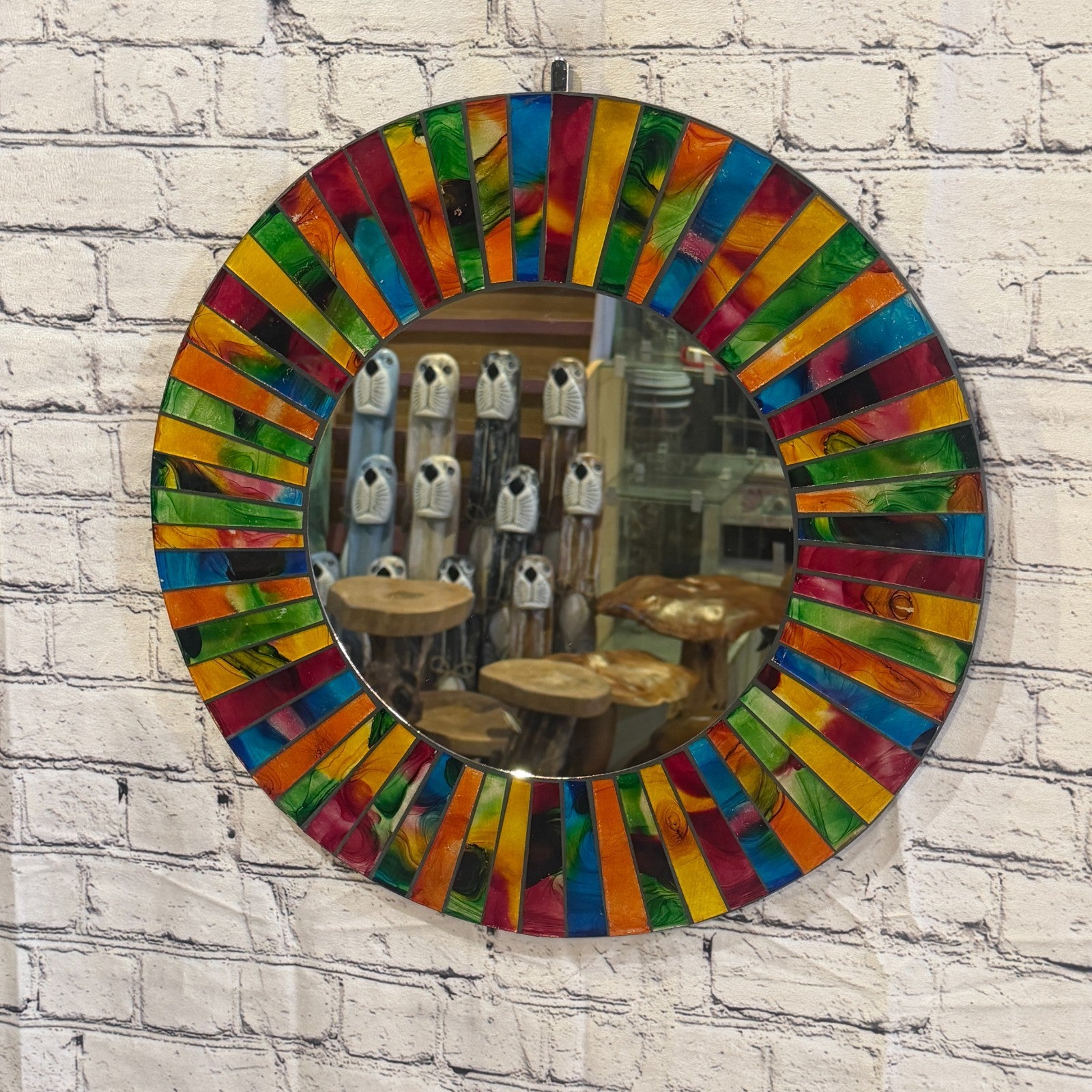 Rainbow Line Black Mosaic Tile Wall Mirror 50cm x 50cm 20 Inches Handmade2