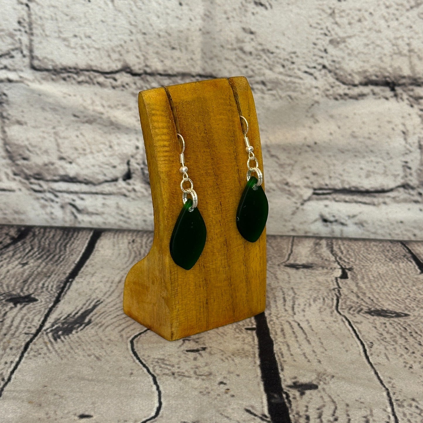 Black Recycled Teardrop Silver Plate Dangle Drop Earrings Handmade UK Jewellery2