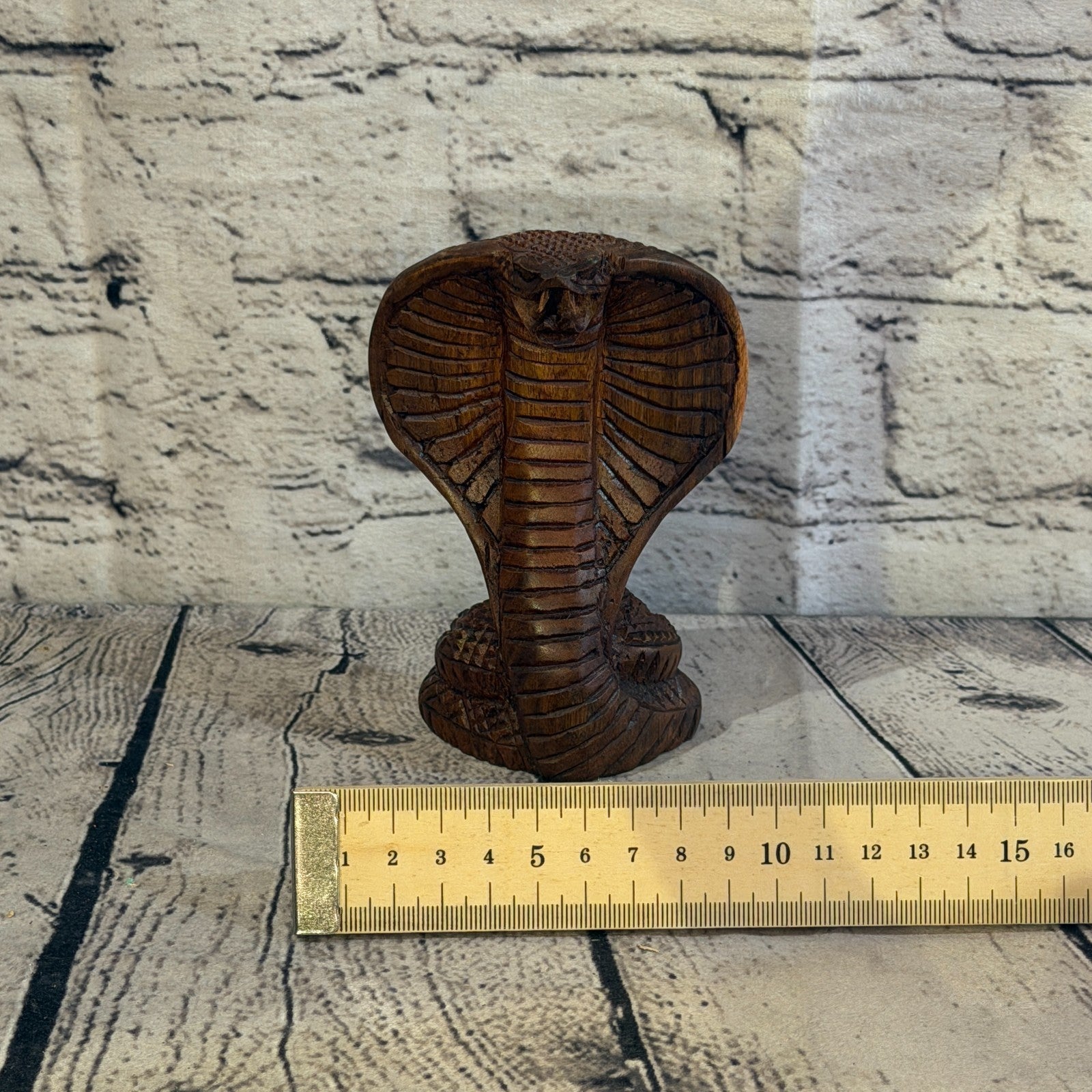 12cm x 8cm Wooden Cobra Exquisite Detailing Snake Ornament Hand Carved6
