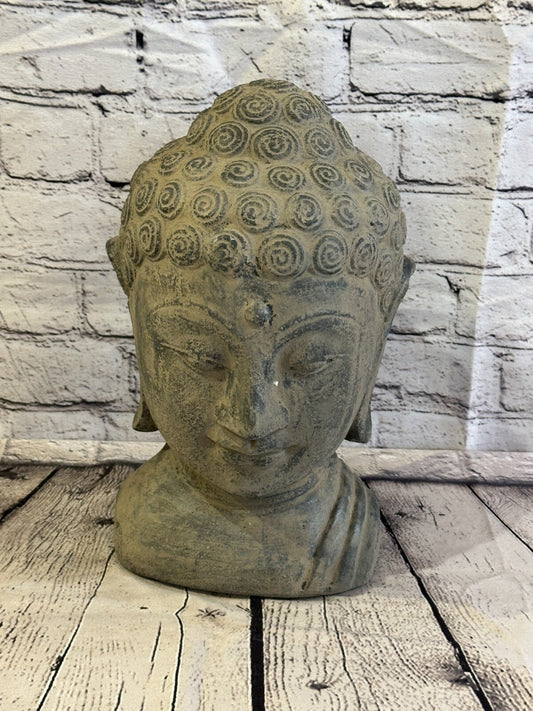 Thai Buddha Head Stone Garden 30cm x 18cm Ornament Outdoor Indoor Statue Hindu0