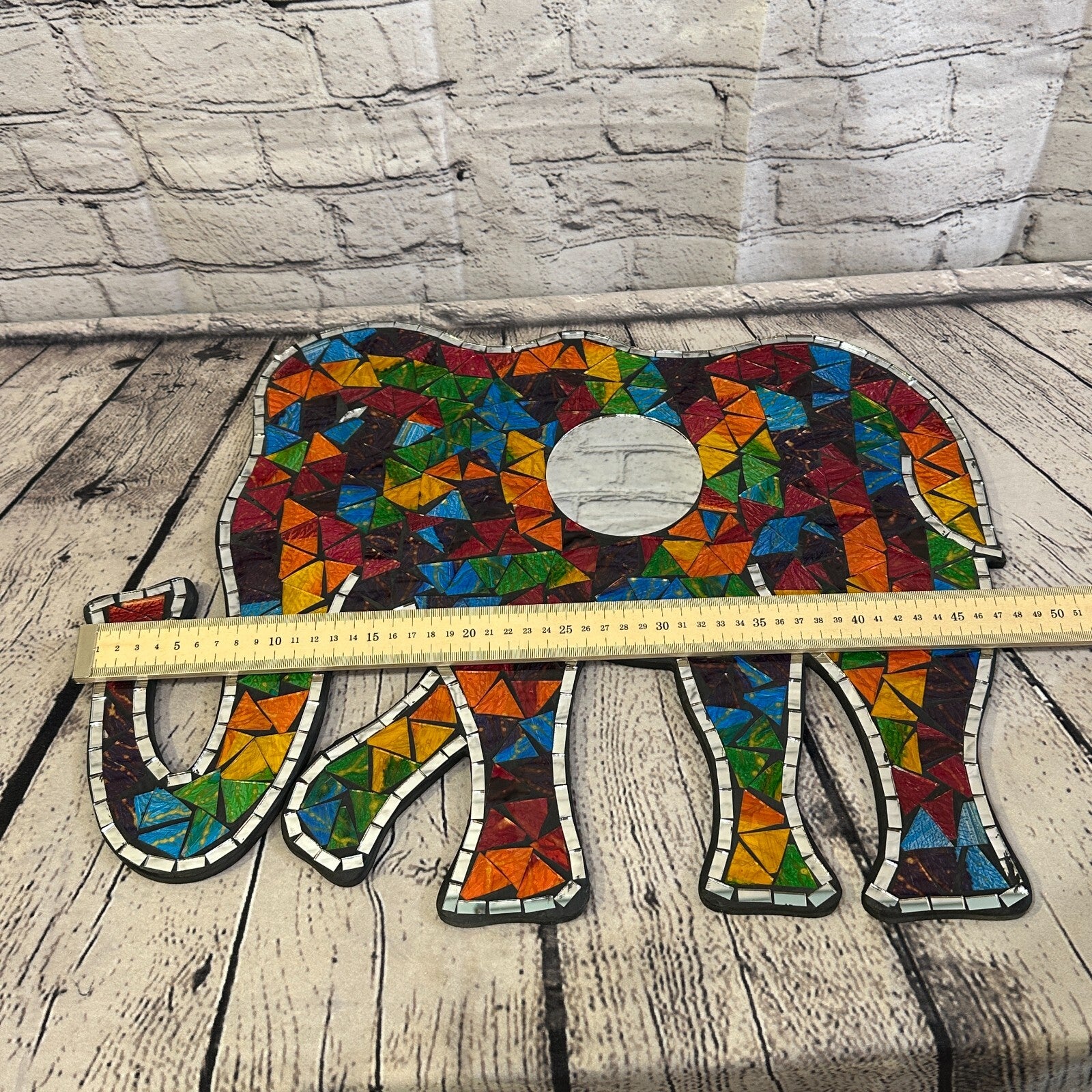 Rainbow Standing Elephant Mosaic Tile Wall Mirror 50cm x 35cm Handmade New3