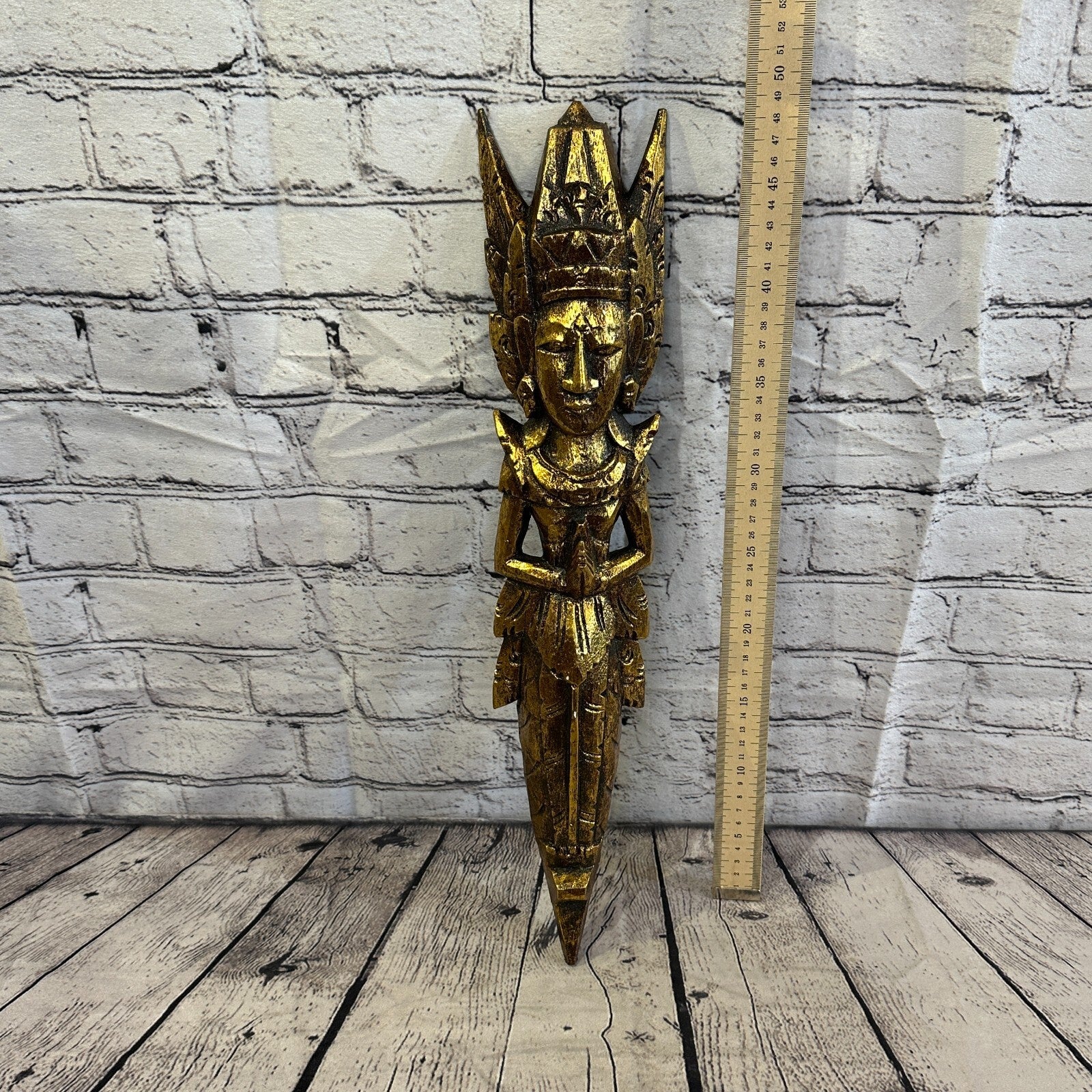 Gold Antique Colour Sita Dewi Bali Rice Goddess Wings Mermaid Wood 50cm Pair5