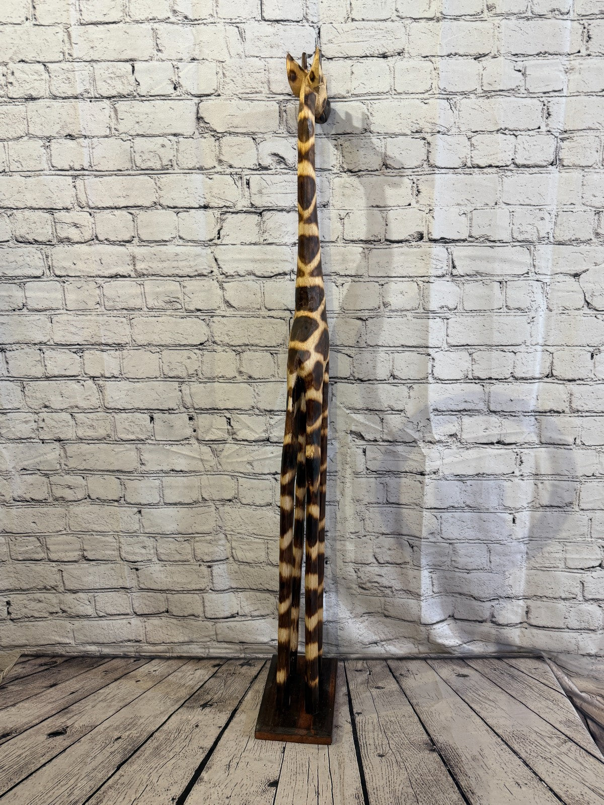 100cm Burnt Wooden Giraffe Standing Single Carved Solid Wood Giraffe Handmade4
