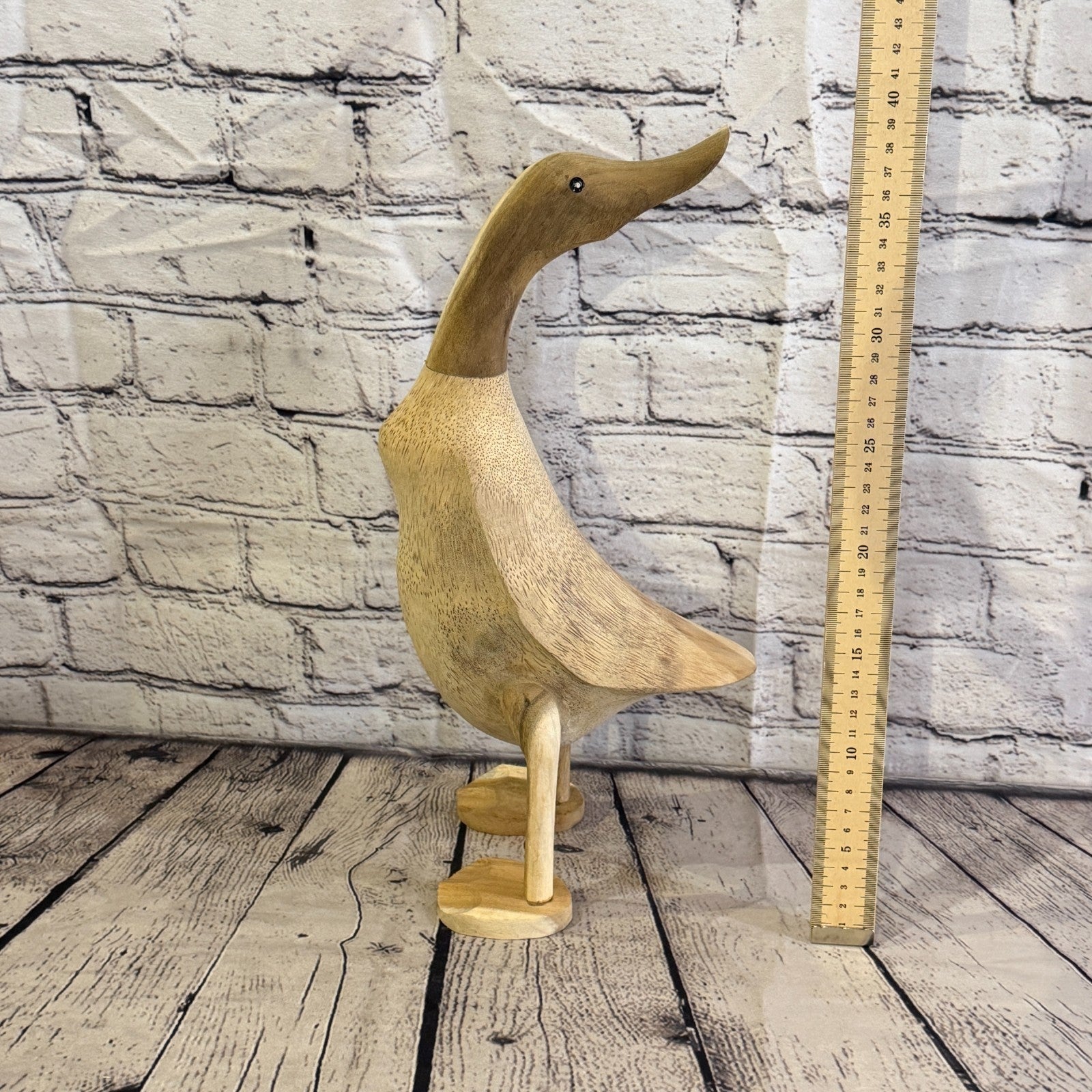Looking Back 40cm Tall Wooden Smooth Duckling Baby Duck Bamboo Root Fairtrade5
