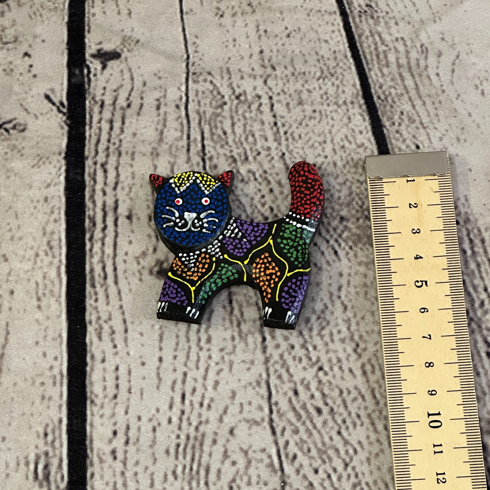 Standing Cat Wooden Animal Fridge Dot Work Magnet Magnetic Note Holder Novelty2