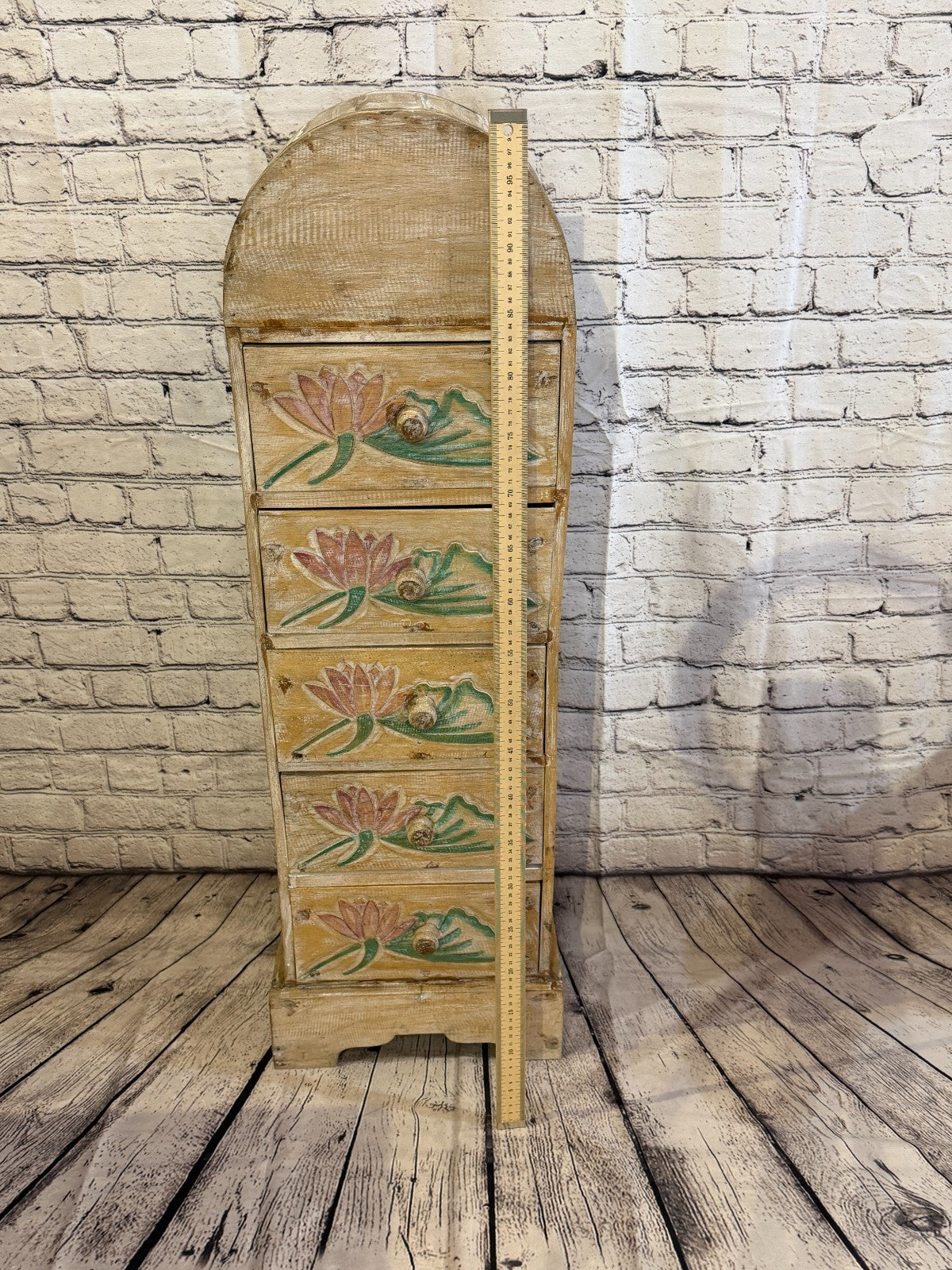 100cm x 30cm Flower 5 Draw Wooden Side Cabinet Living Hallway Storage Furniture5