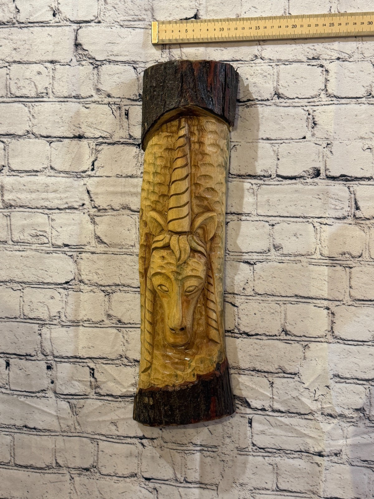 Mythical Unicorn 50cm Hand Carved Wizard Tree Trunk Wood Fairtrade3