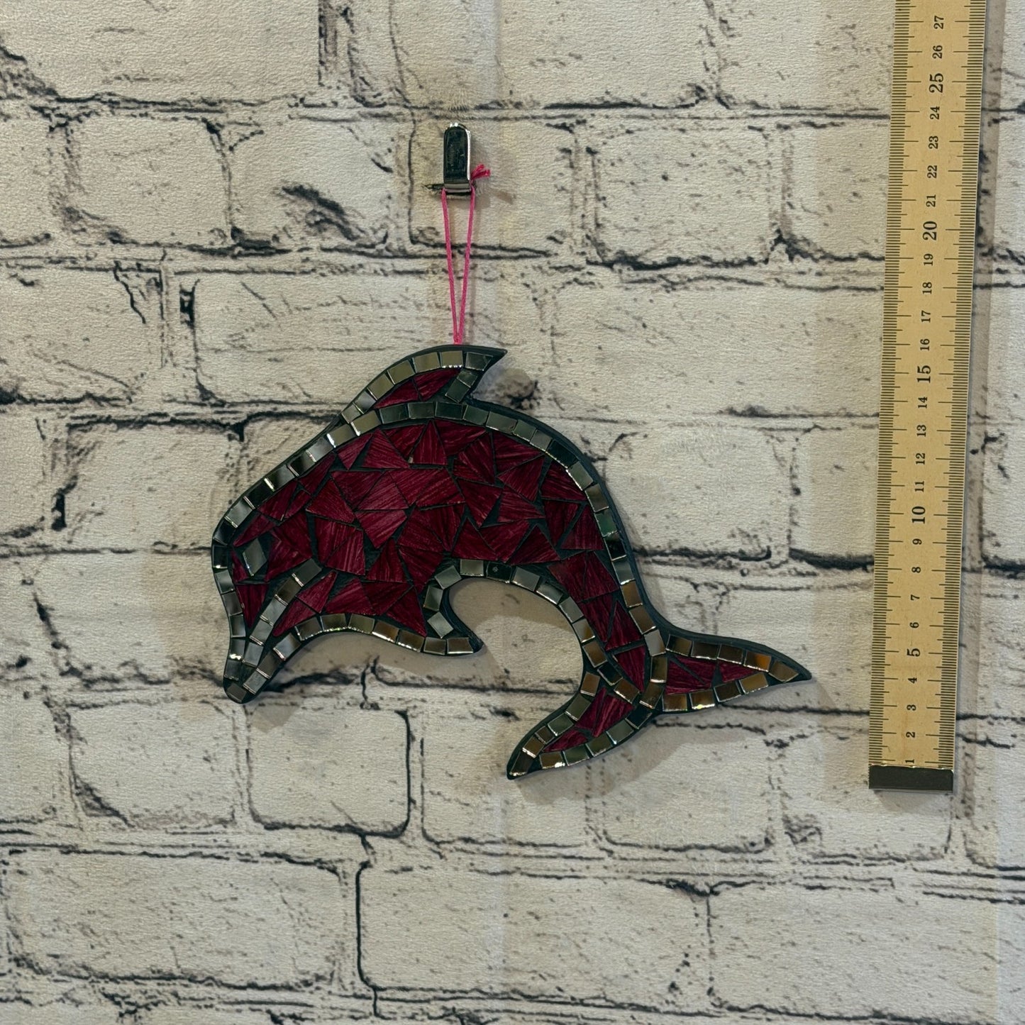 Red Dolphin Fish Mosaic Tile Wall Mirror 20cm x 20cm Handmade New4