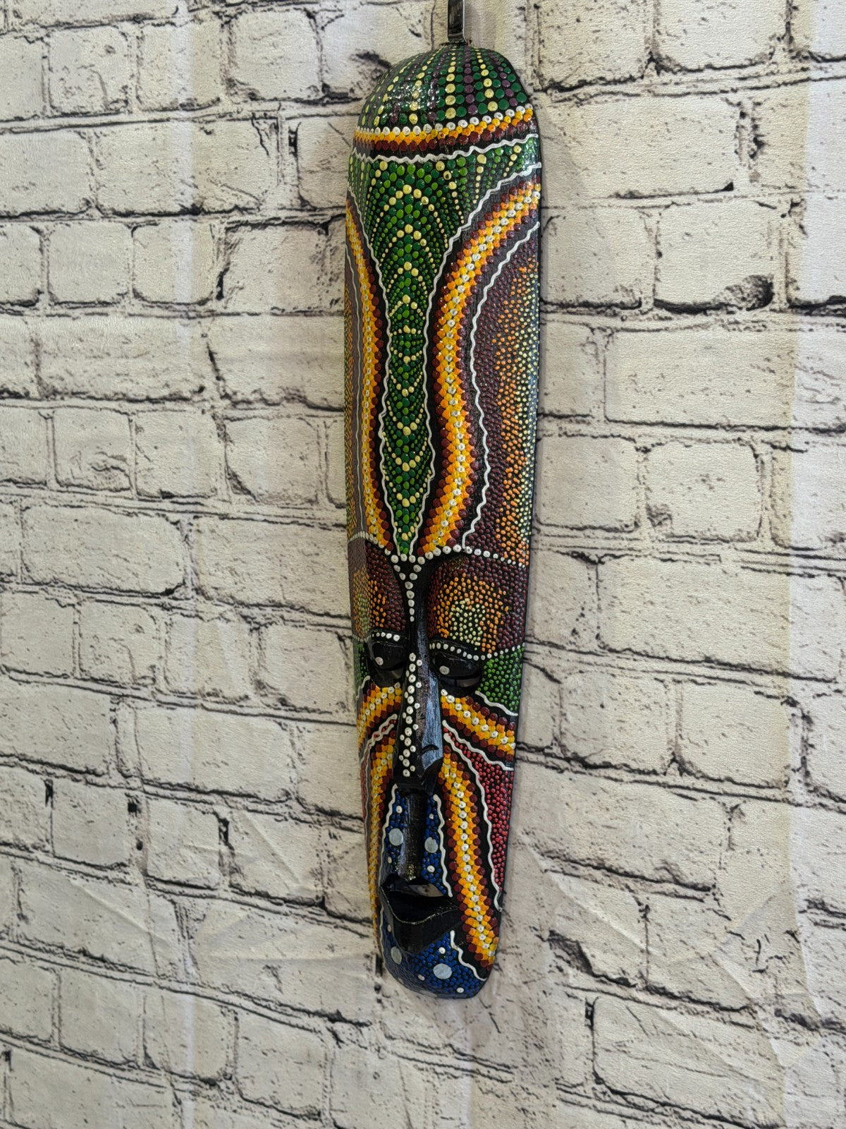 50cm Mask Carved Wooden Dot Painted Ethnic Tribal Tiki Wall Art No 5 New1