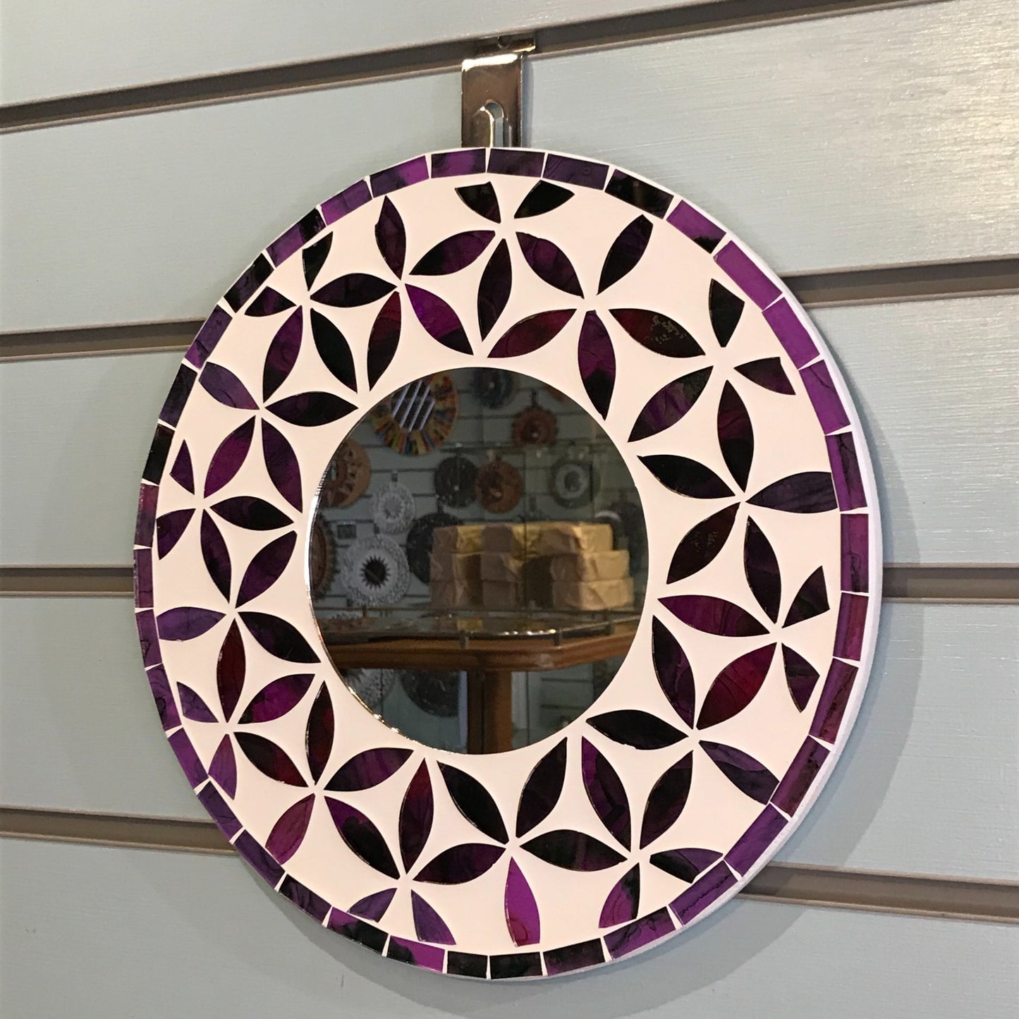 Purple Flower Mosaic Tile Wall Mirror 30cm x 30cm 12 Inches Handmade New1