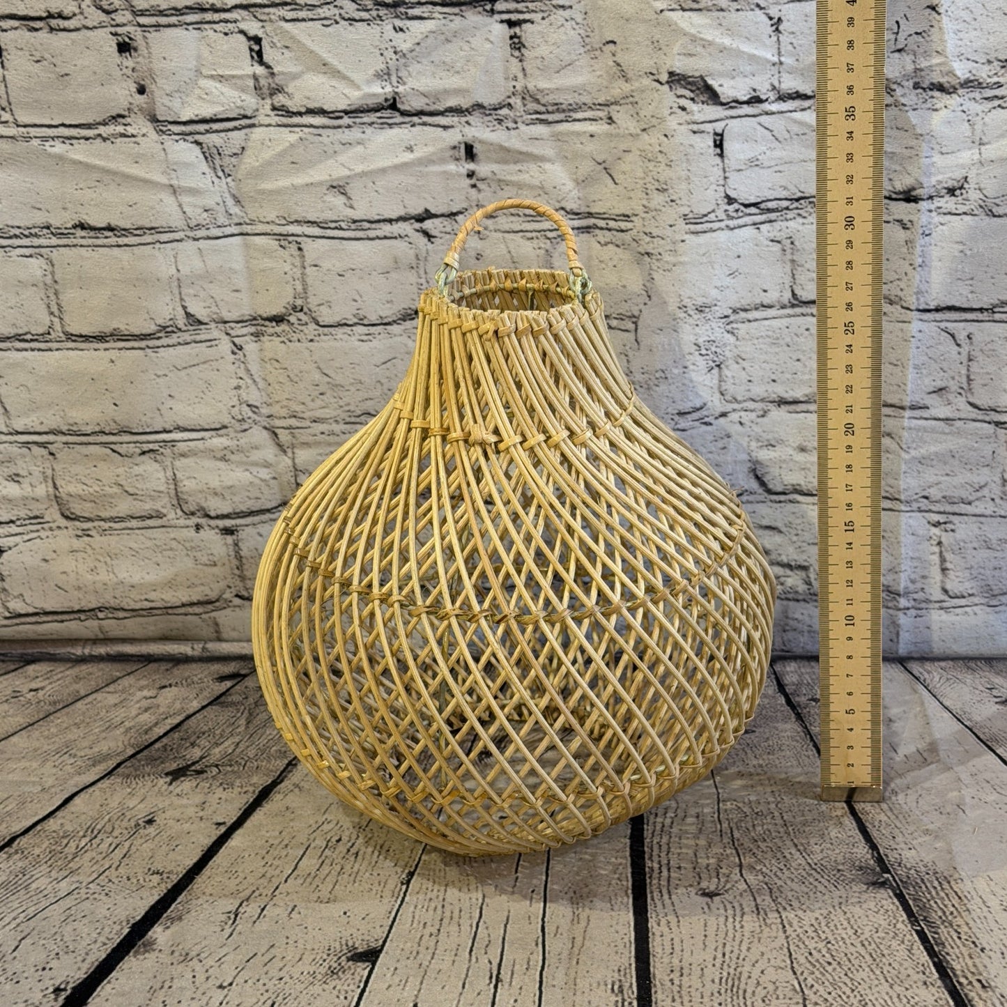 30cm x 25cm Natural Wicker Rattan Ceiling Pendant Light Shade Lampshade LED Bulb4