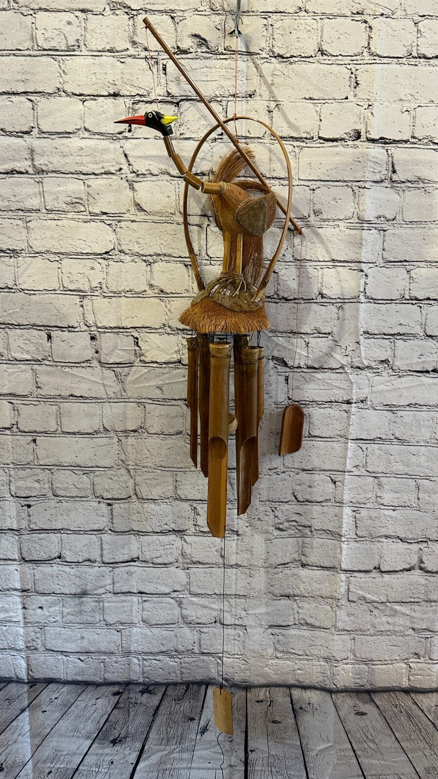 Crane Bird With Chimes Bamboo Windchime 60cm Garden Gift Summer Handmade Chimes0