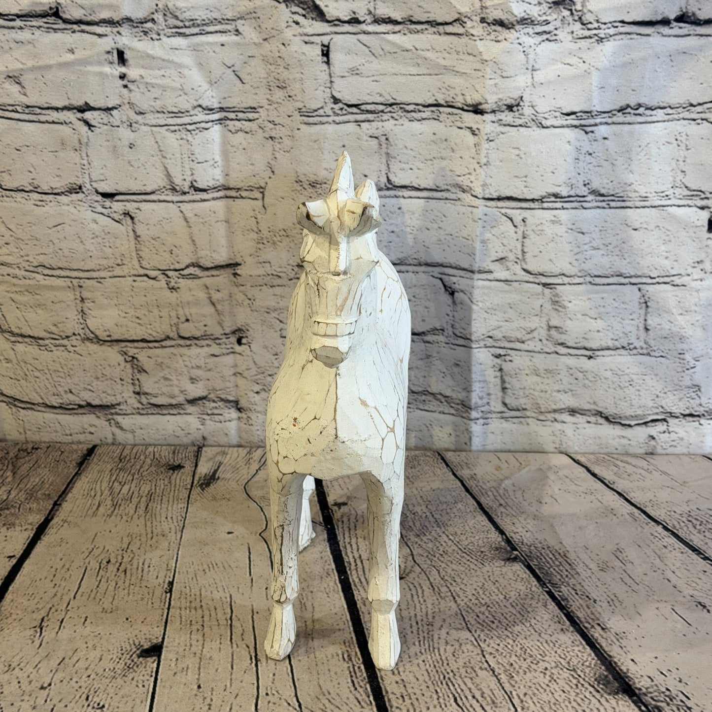 35cm x 35cm White Horse Large Wood Hand Carved Wooden Statue Figurine Decor1