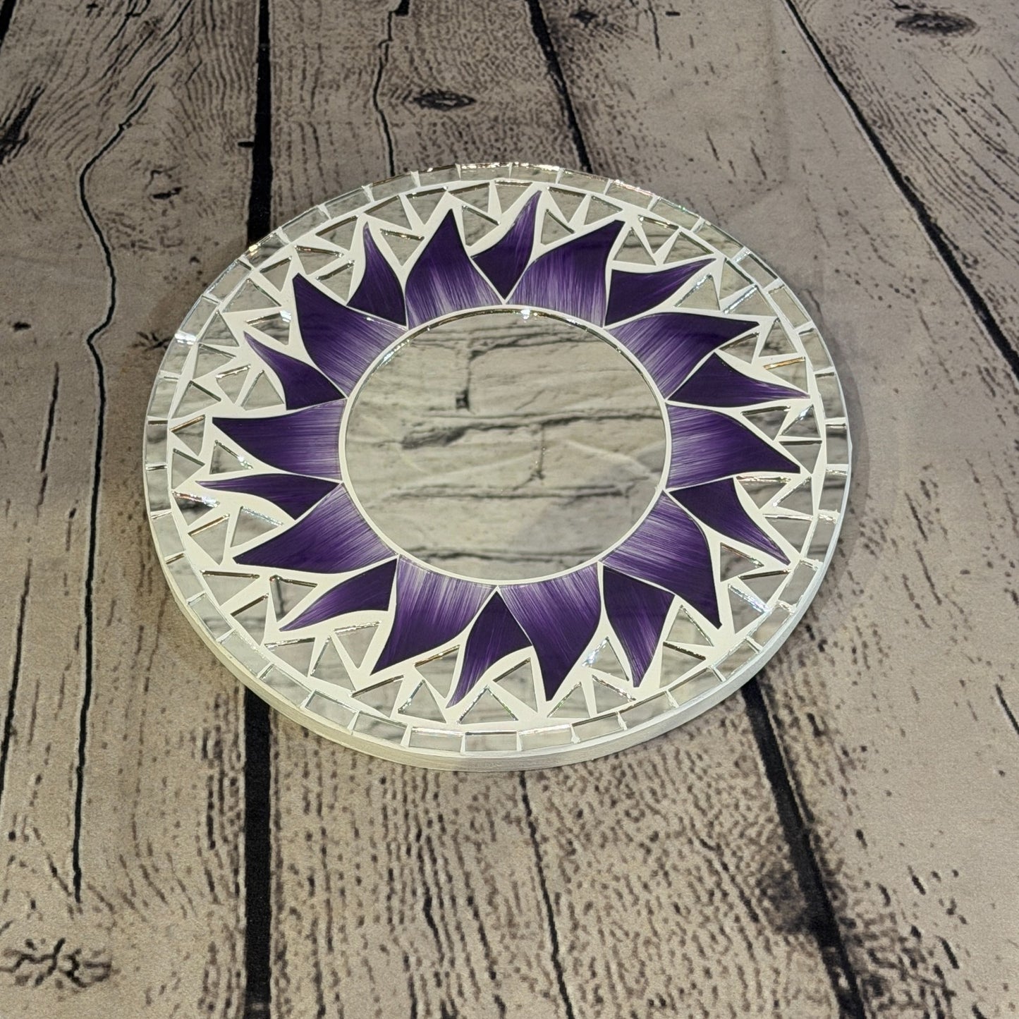 Purple Sun Flame Mosaic Tile Wall Mirror 20cm x 20cm 8 Inches Handmade2