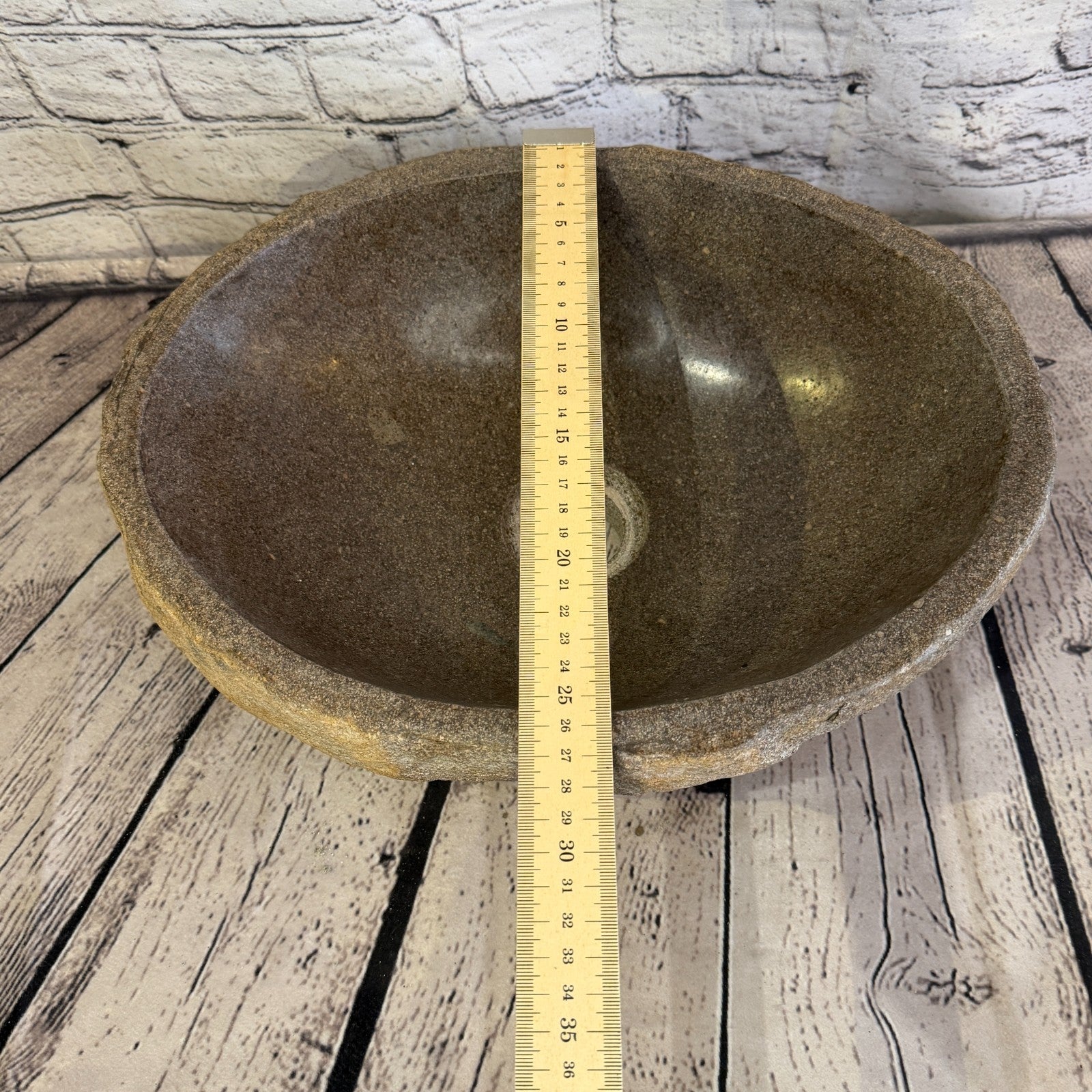 35cm x 28cm Wash Basin Bathroom Counter Top Washing River Stone Bowl Sink No 388