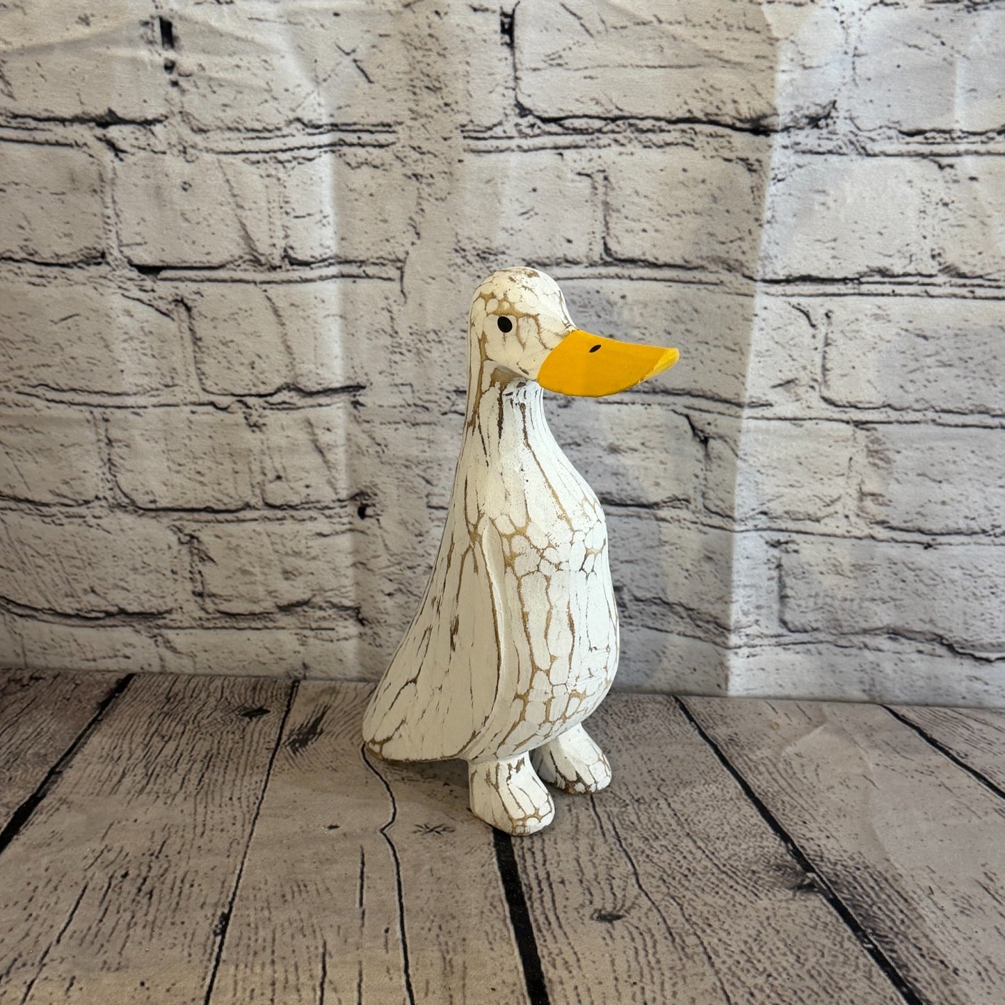 Looking Forward 25cm Tall Wooden White Duckling Baby Duck Shabby Wood Fairtrade2
