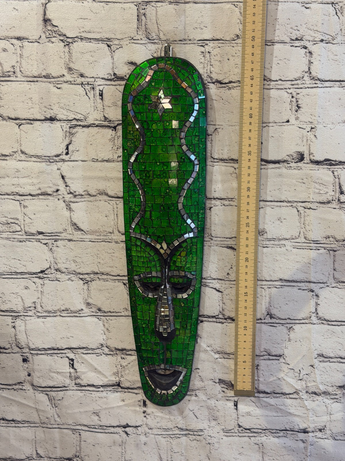 50cm Mask Green Mosaic Wall Hanging Wooden Ornaments Wood Carving4