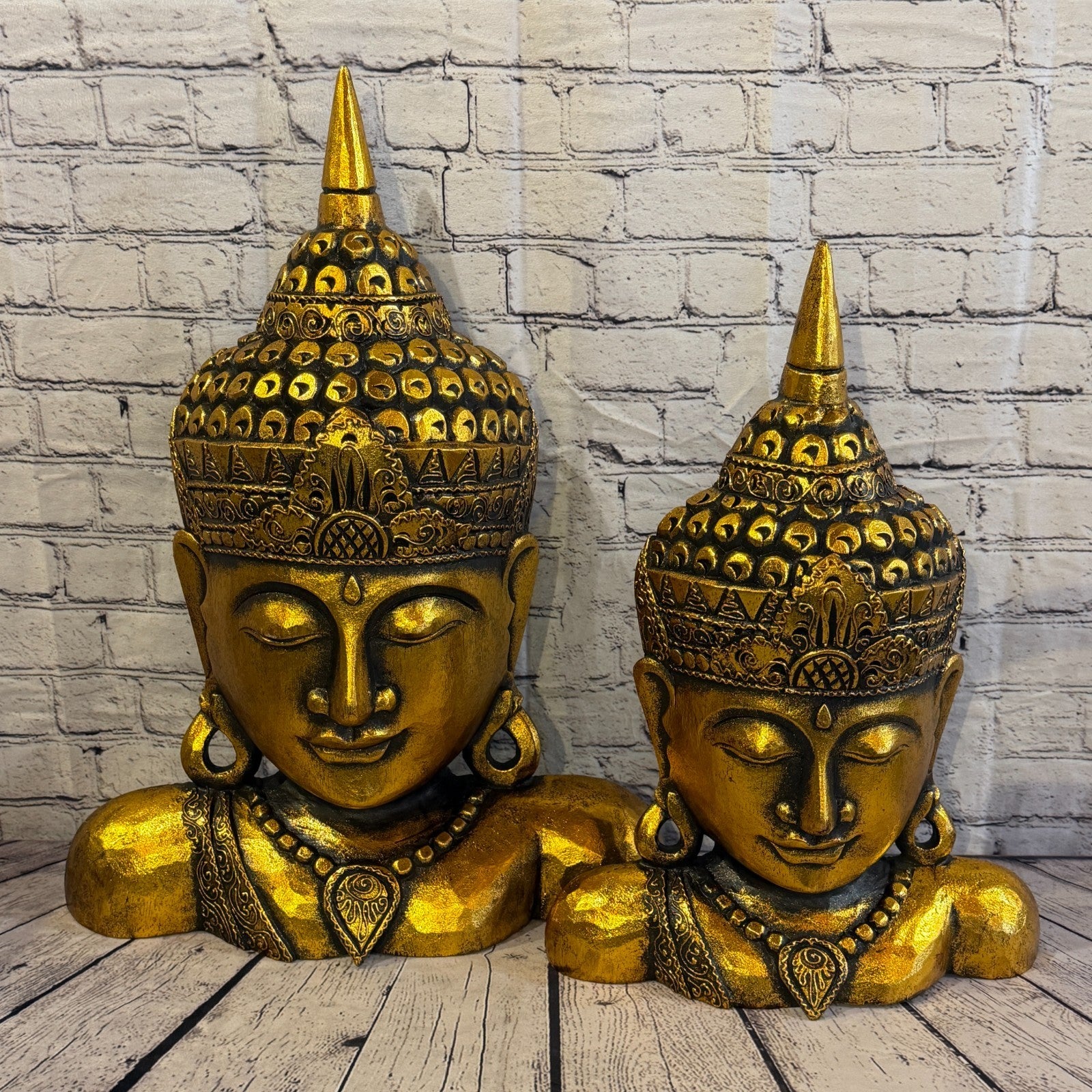 50cm Gold Head Shoulder Buddha Ornament Sculpture Statue Buddhas Handcarved Wood7