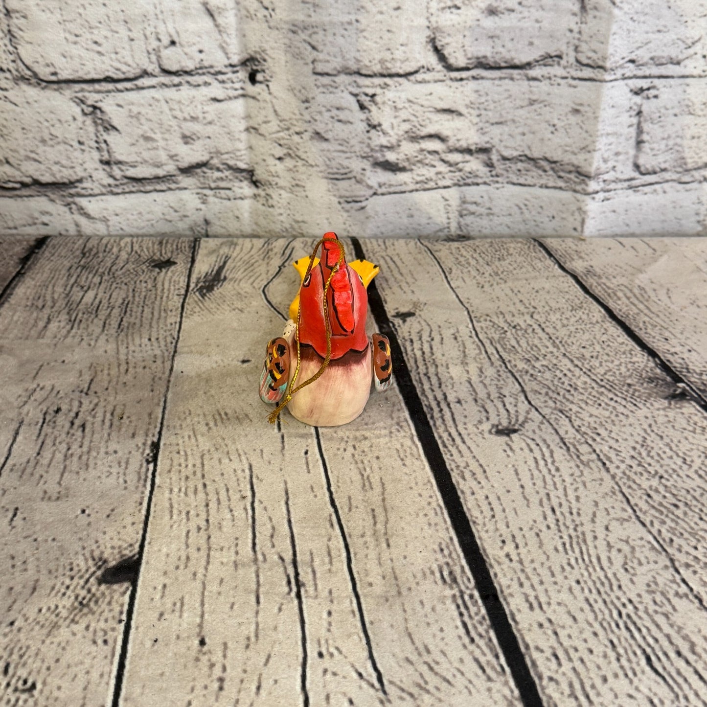 10cm Chicken Rooster Sitting Animal, Wooden Shelf Ornament Handmade Fairtrade4