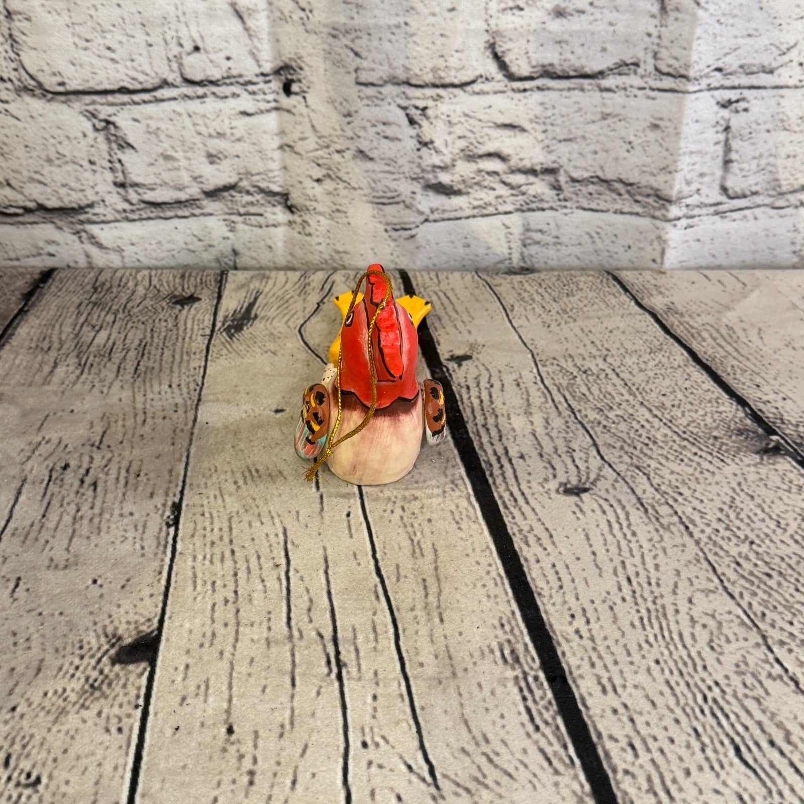 10cm Chicken Rooster Sitting Animal, Wooden Shelf Ornament Handmade Fairtrade4