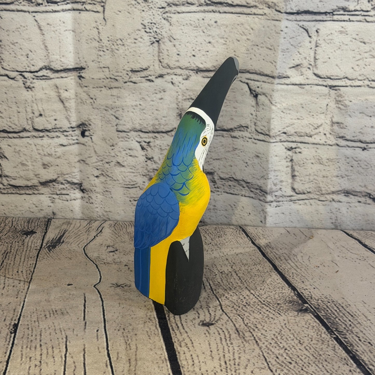15cm Bright Blue Toucan Bird Ornament Statue Fair Trade Hand Made Carved Wood4