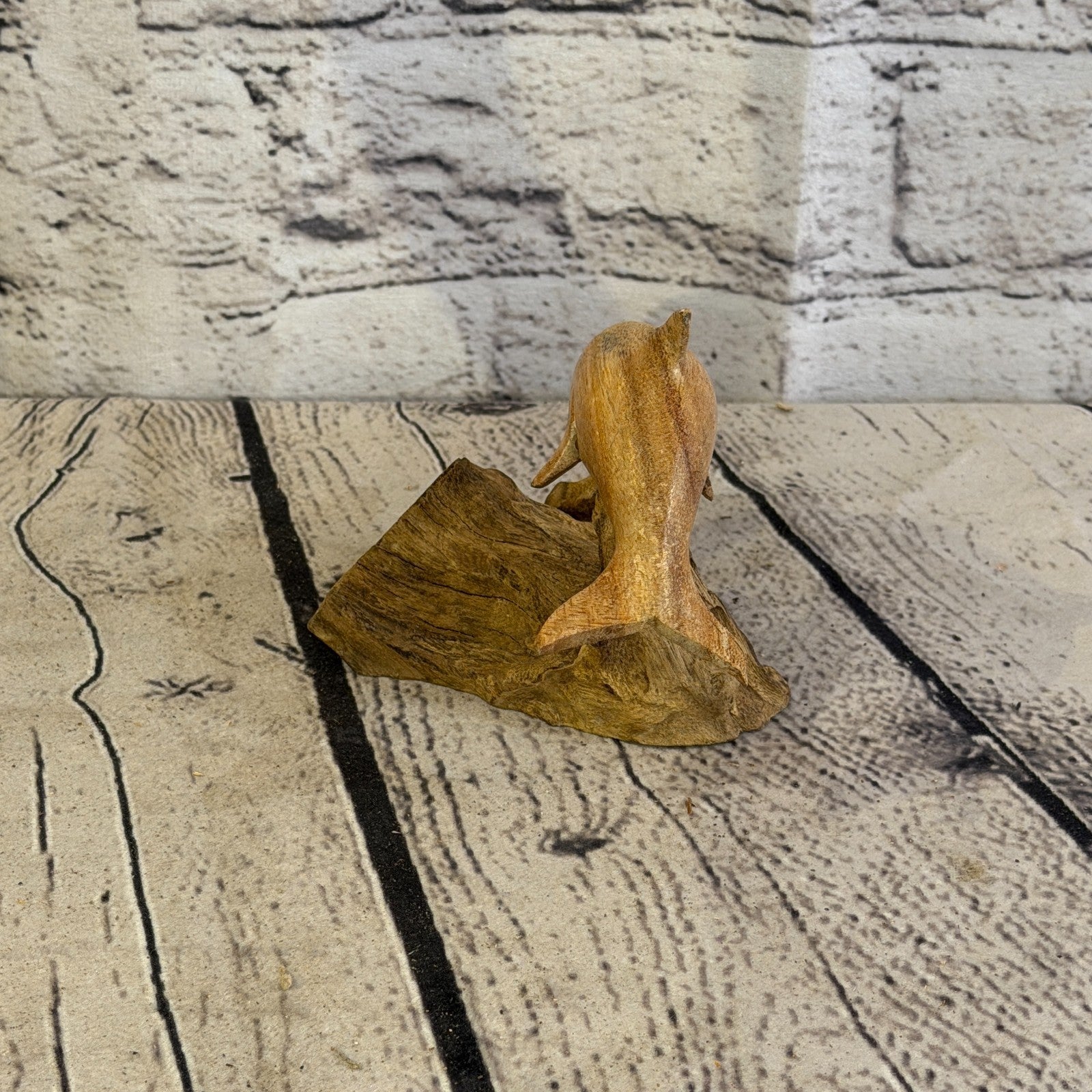 10cm Single Dolphin Mushroom Parasite Ornament Natural Carving Fairtrade Wooden4