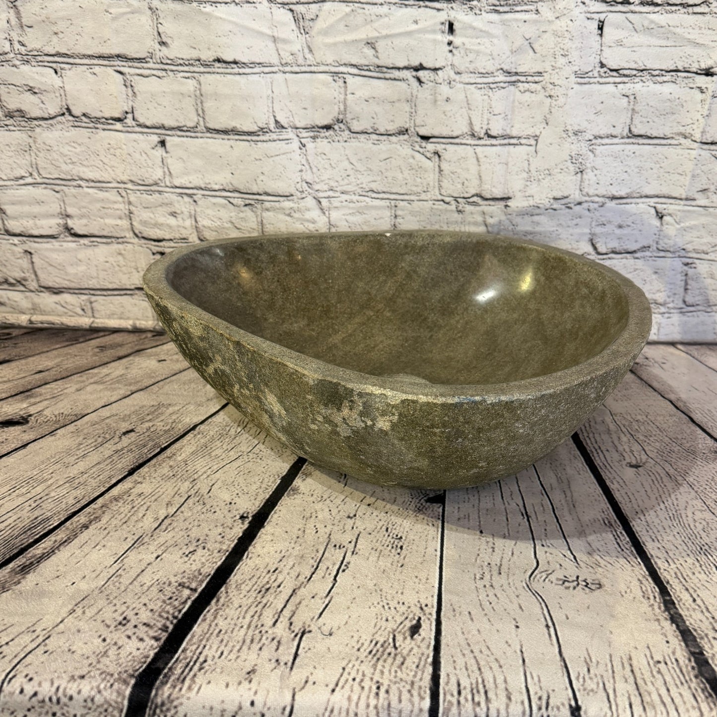 34cm x 40cm Wash Basin Bathroom Counter Top Washing River Stone Bowl Sink No 191