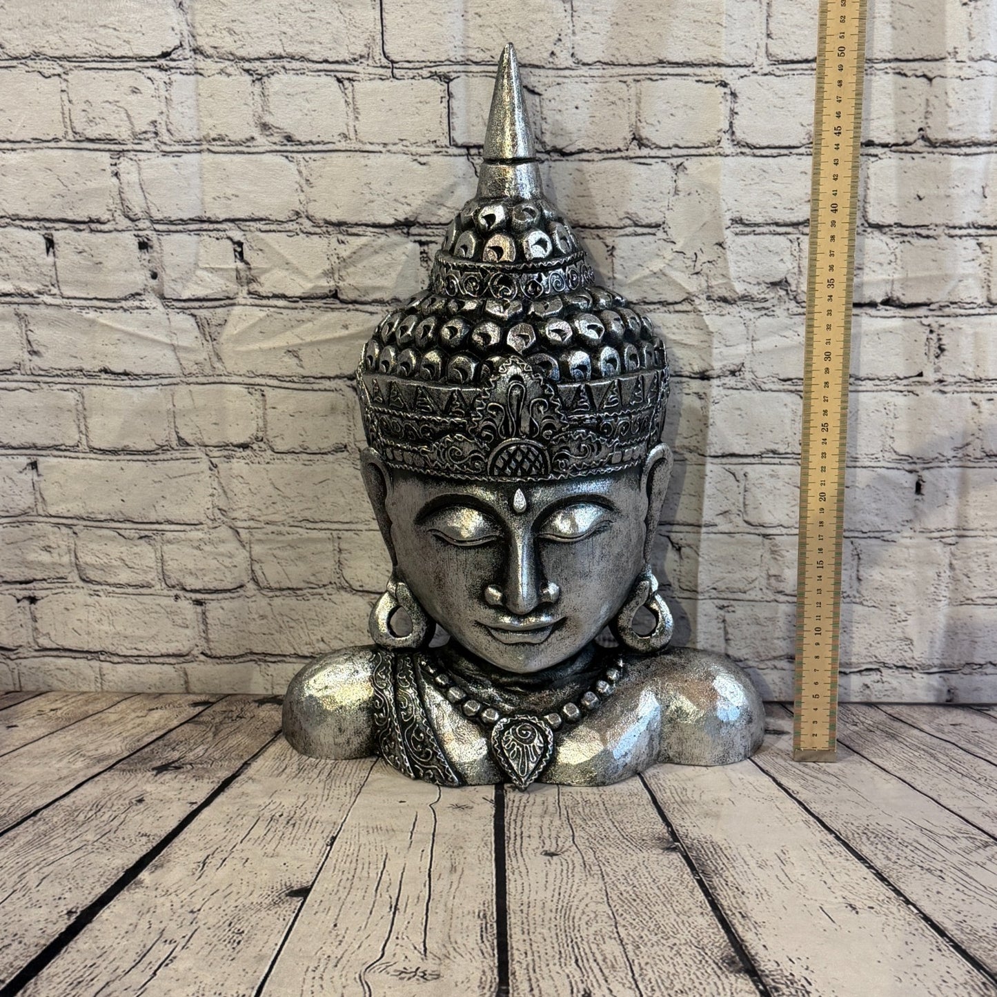 50cm Silver Head Shoulder Buddha Ornament Sculpture Statue Buddhas Handcarved4
