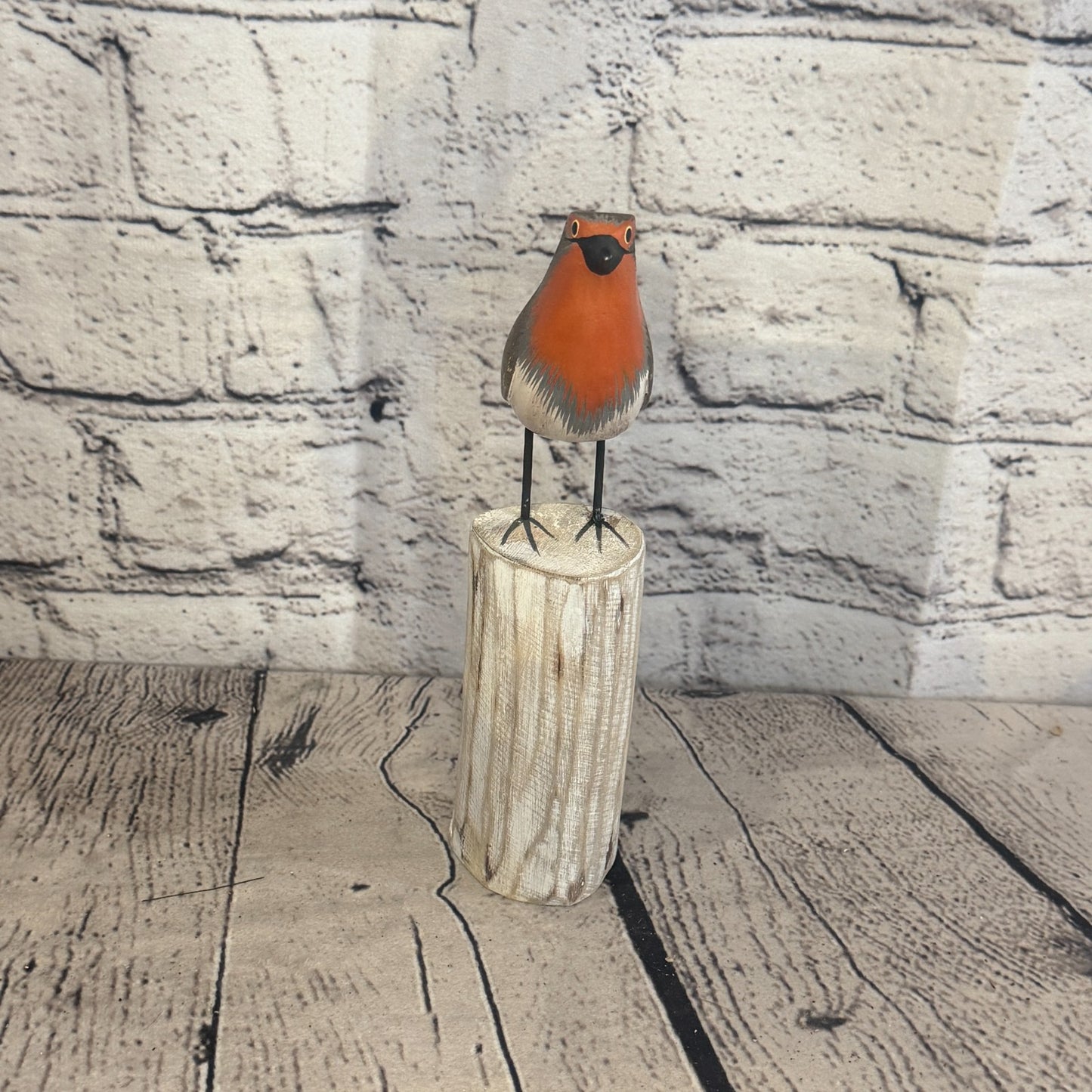 20cm Robin Wooden Bird Ornament Seaside Coastal Nautical Handcrafted Decor1