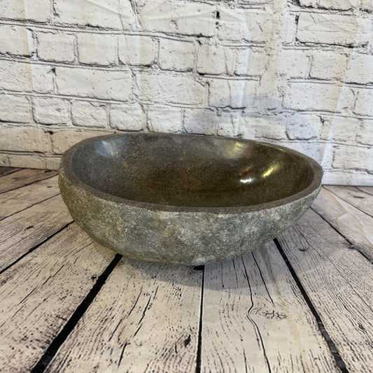 36cm x 26cm Wash Basin Bathroom Counter Top Washing River Stone Bowl Sink No 70