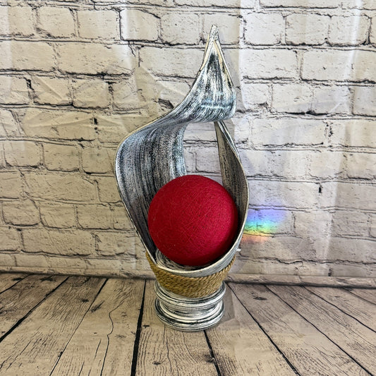 Red Light Silver Natural 45cm Tall Leaf Lamp Twist LED UK Mains Plug Design 120